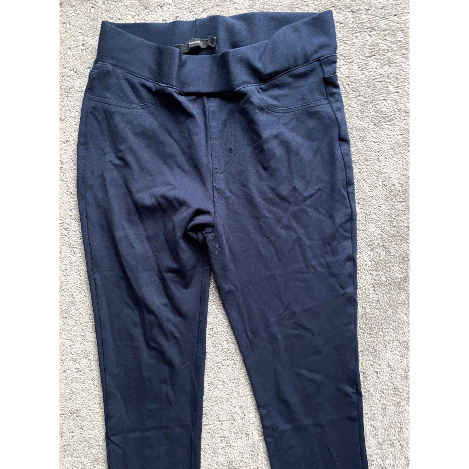 Vintage Tahari Womens Leggings XS Blue Pull On Knit Slim Straight Front Pockets Chino Style Casual Stretch Dry Clean Only Size 26" / US 2 / IT 38 - 2 Thumbnail