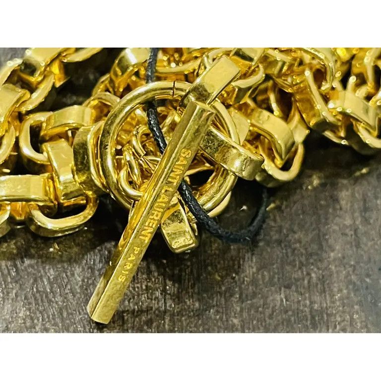 Saint Laurent Paris o1b1hav111124 Size: OS / Collier Double Chaine Necklace Gold Size ONE SIZE - 7 Thumbnail