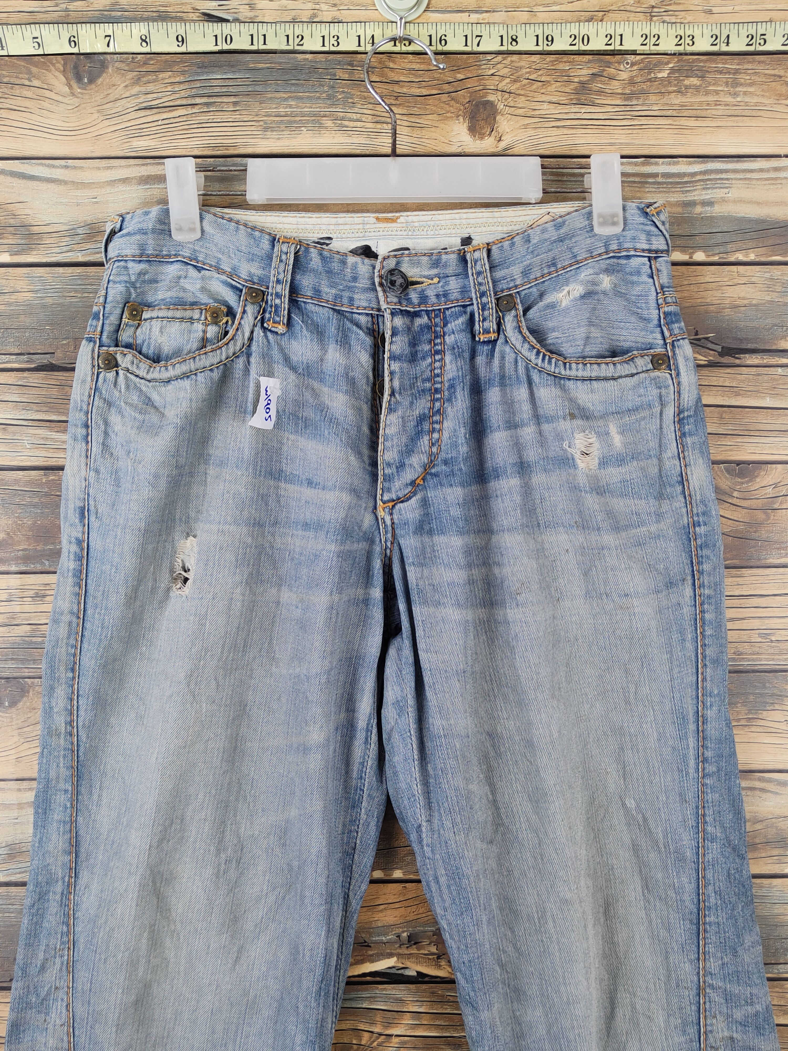 Stitch's Jeans Stitch's Blue selvedge Distressed Ripped Jeans #W1905 Size US 29 - 2 Thumbnail