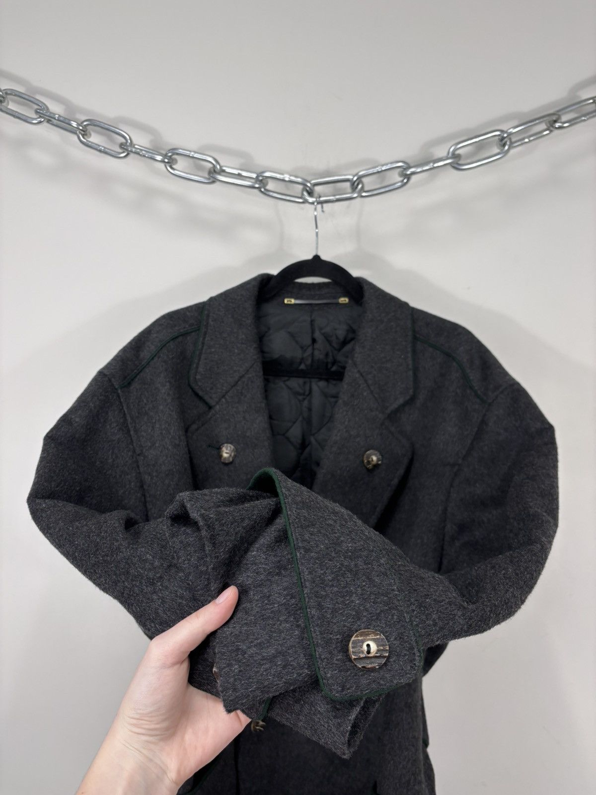 Other Vintage Julius Lang Women’s Double Breasted Grey Wool Coat Size 3XL / US 20-22 - 9 Thumbnail