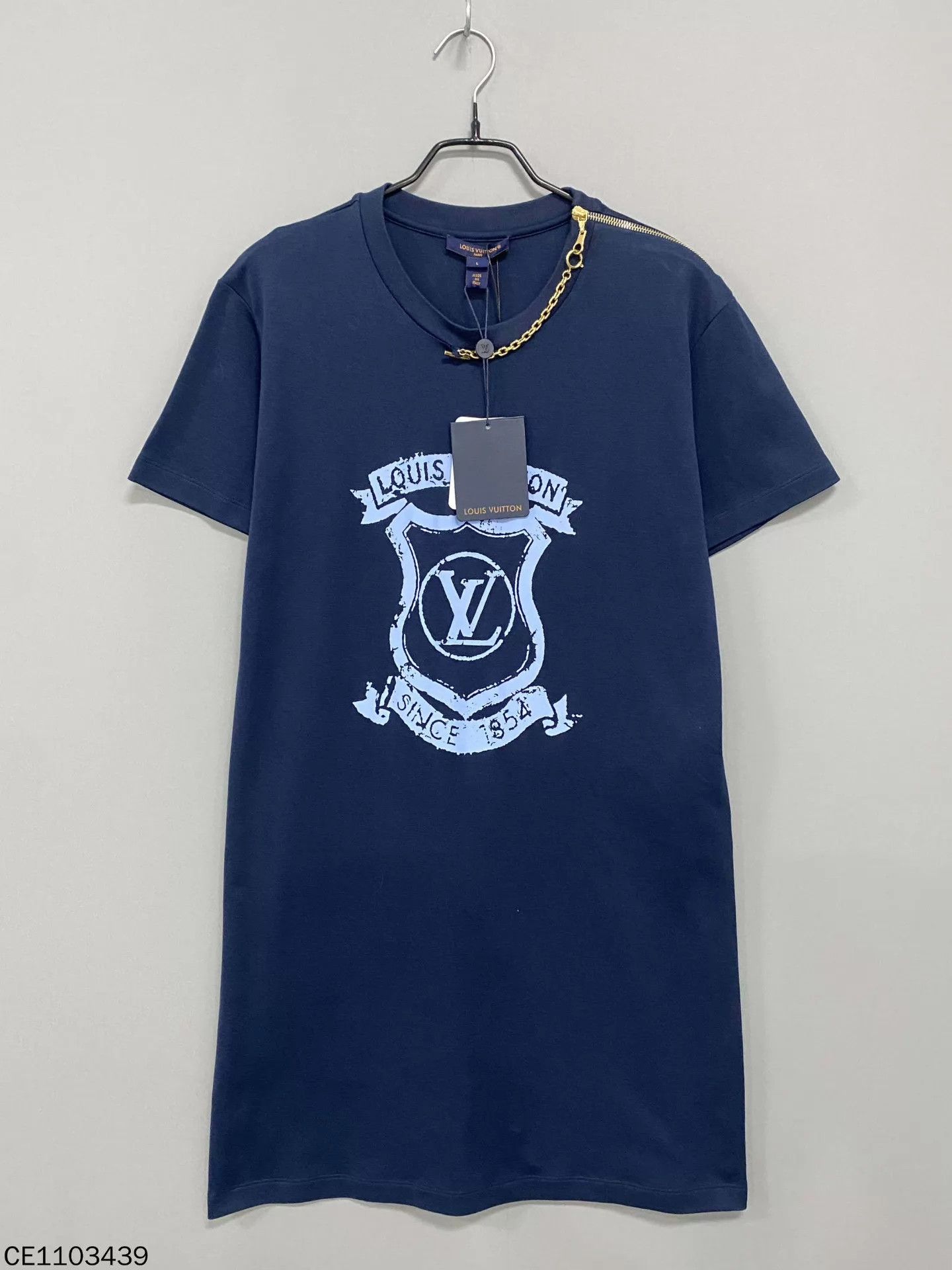 Louis Vuitton LV 25 Navy Blue Badge Dress L NWT Size L / US 10 / IT 46 - 1 Thumbnail