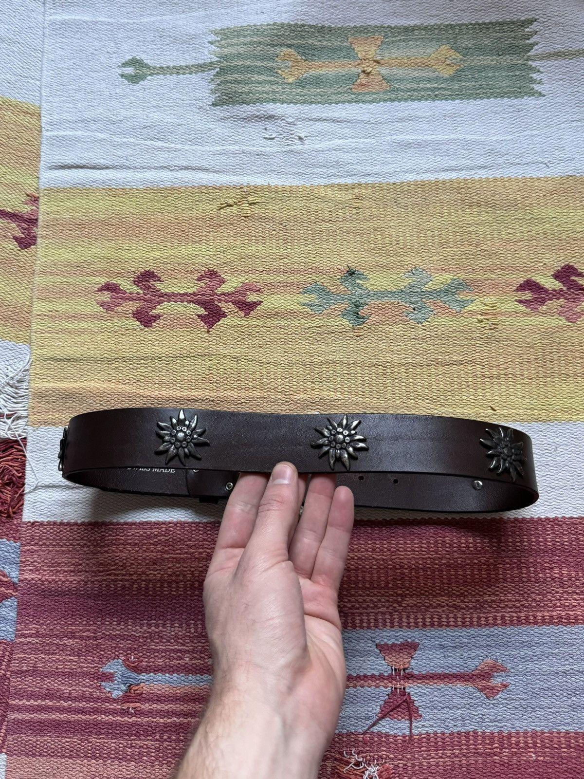 Genuine Leather Vintage 90’s Swiss Made Genuine Leather Brown Belt Size ONE SIZE - 4 Thumbnail