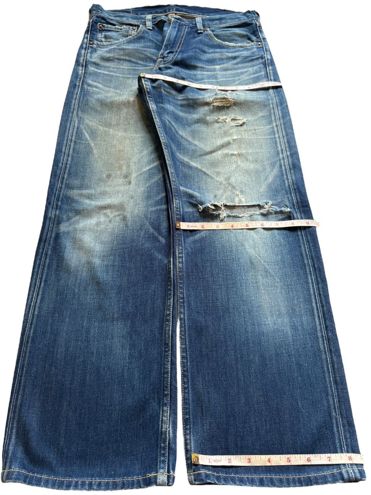 Levi's Vintage 90s Levis 503 Selvedge Mud Wash Distress Baggy Jeans Size US 32 / EU 48 - 14 Thumbnail