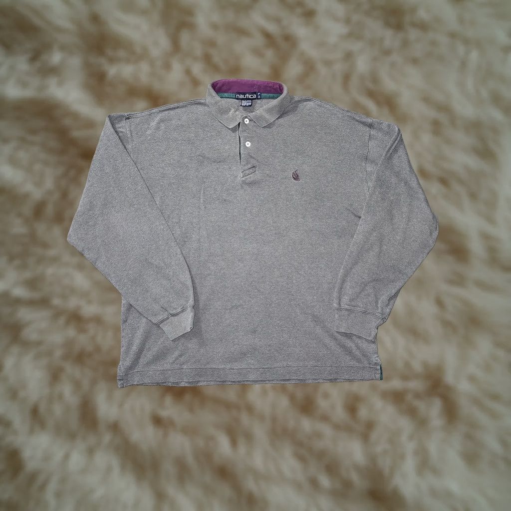 Nautica Vintage Nautica Polo Shirt Mens Large Gray Long Sleeve Sail Embroidery 90s - Classic Golf & Walking Style Size US L / EU 52-54 / 3 - 1 Thumbnail