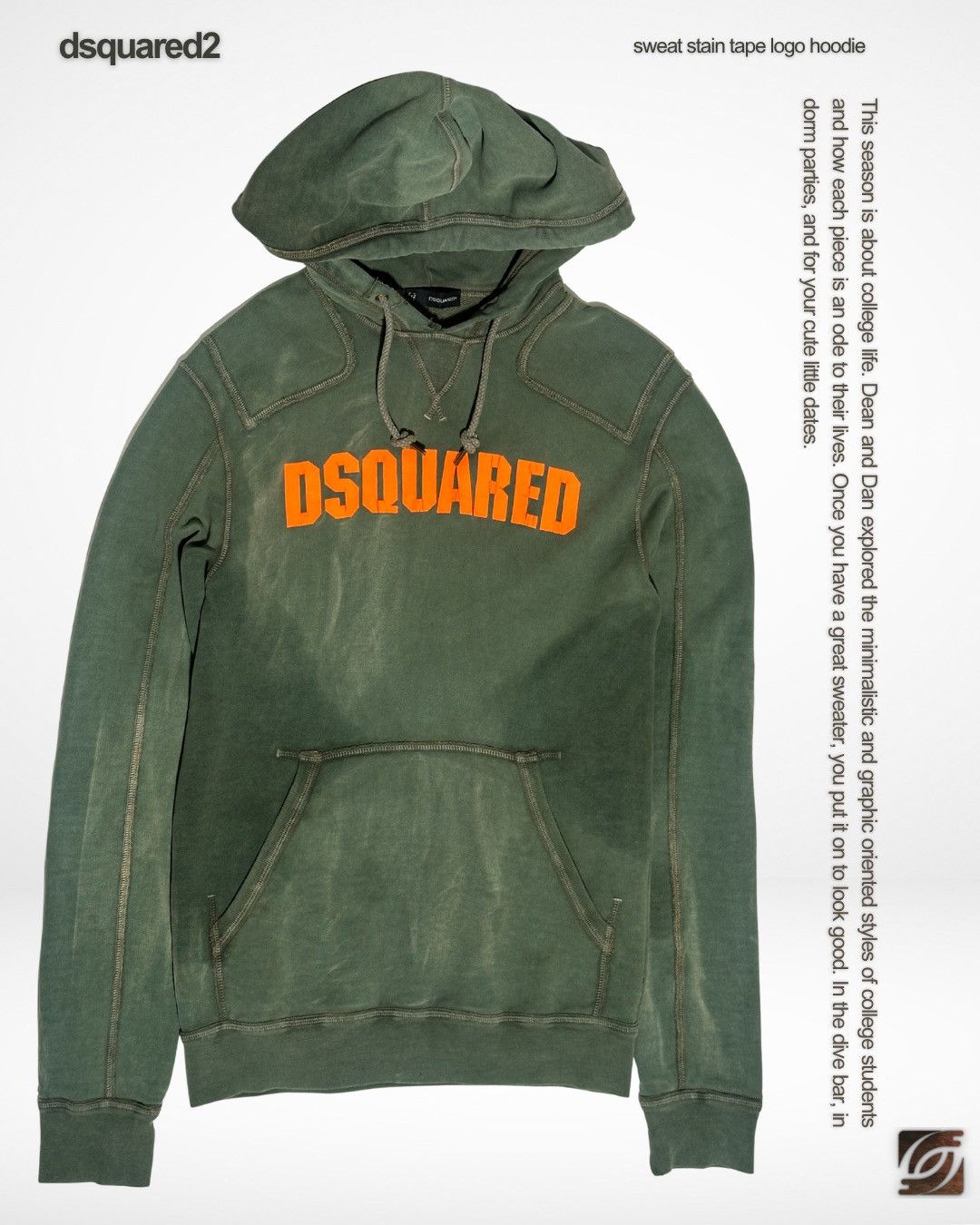 Dsquared2 FW12 Sweat Stain Tape Logo Hoodie Size US M / EU 48-50 / 2 - 1 Thumbnail