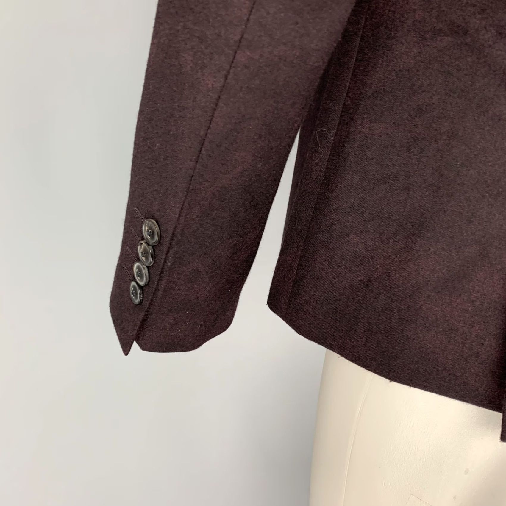 John Varvatos JOHN VARVATOS Sport Coat Burgundy Black Dyed Wool Notch Lapel Size 38 Mens Size US XXS / EU 40 - 5 Thumbnail