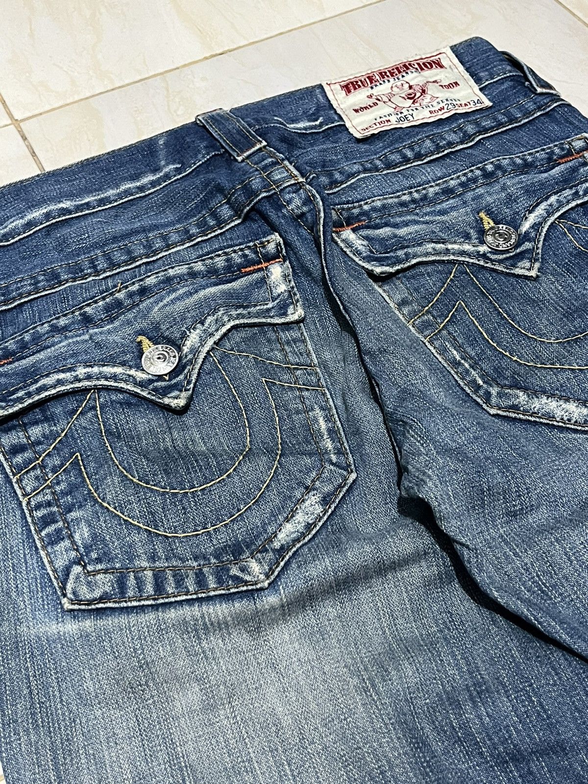True Religion Flare Jeans True Regligion Joey Distress Faded Y2k Size US 29 - 7 Thumbnail