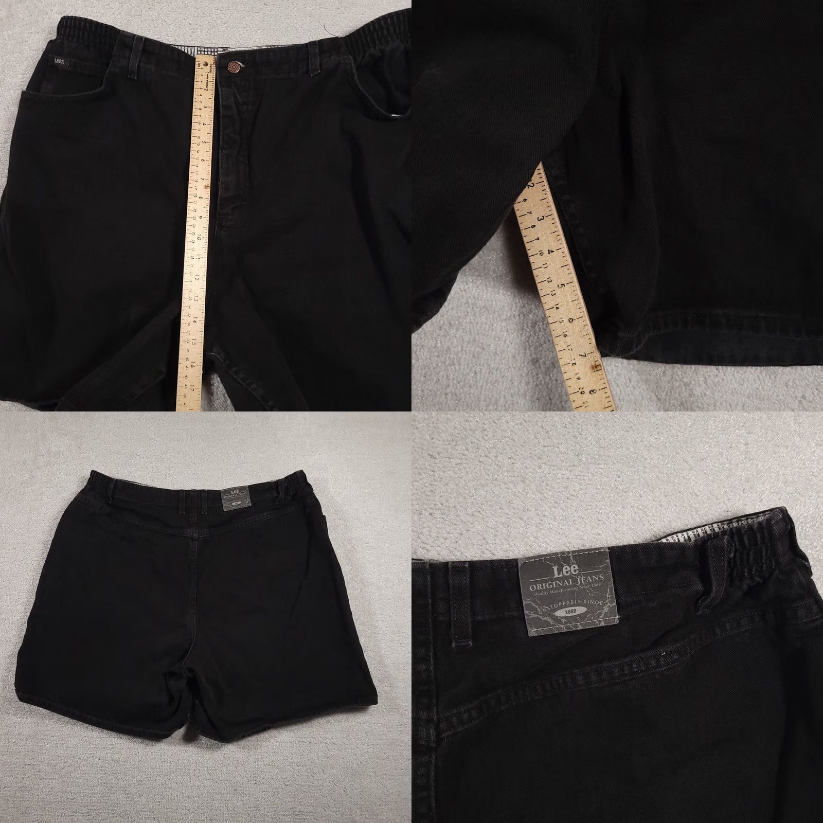 Lee VINTAGE Lee Jeans Shorts Women's 40" Waist 7" Inseam Stretch Black Denim سب Size 27" / US 4 / IT 40 - 8 Thumbnail