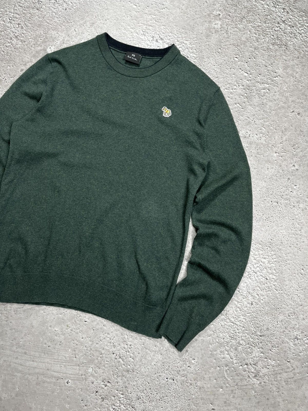 Paul Smith PS Paul Smith green crewneck cotton sweater with zebra patch Size US M / EU 48-50 / 2 - 2 Thumbnail