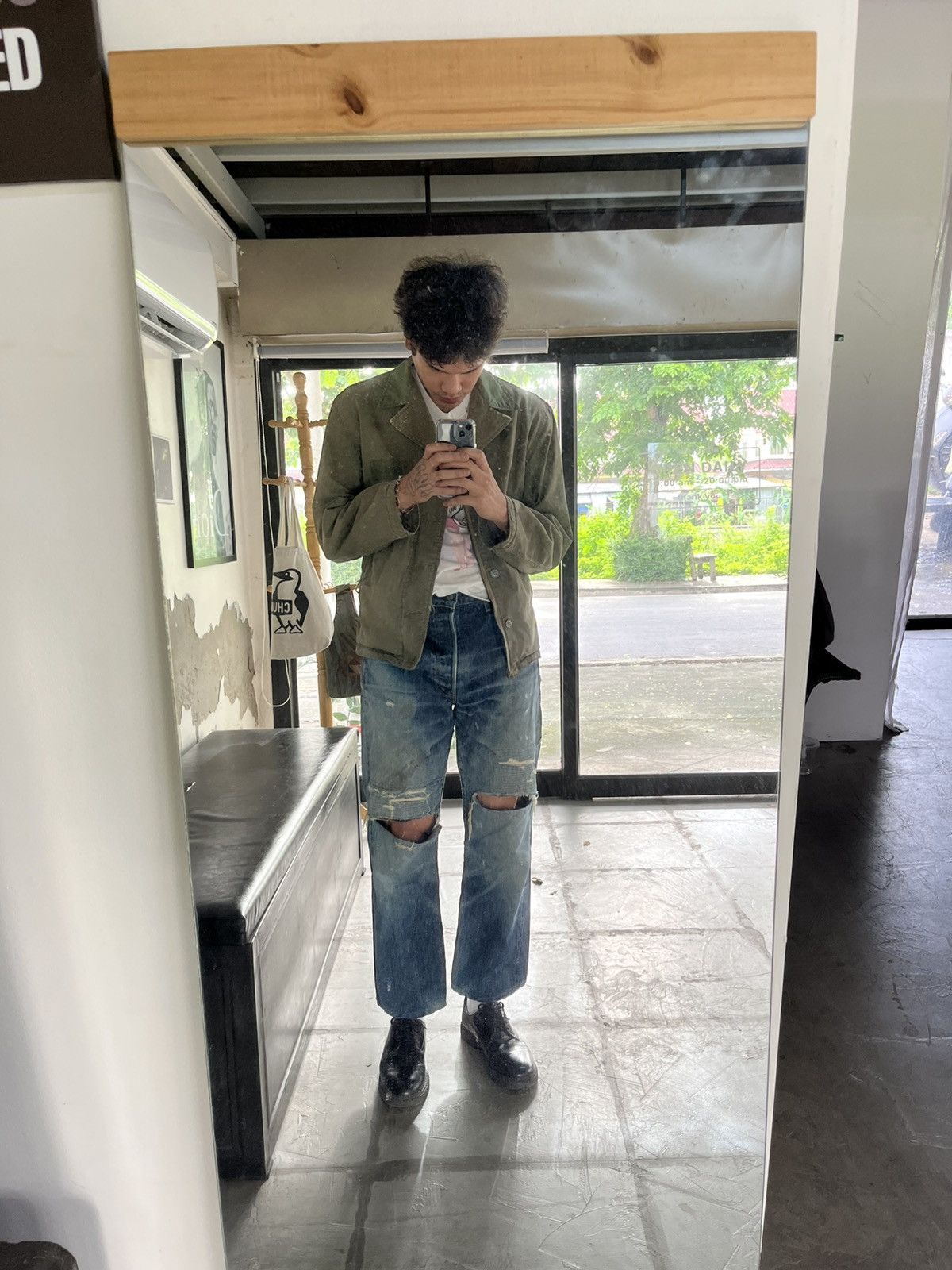 Perfect sun faded and Distressed 40s US NAVY N4 jacket