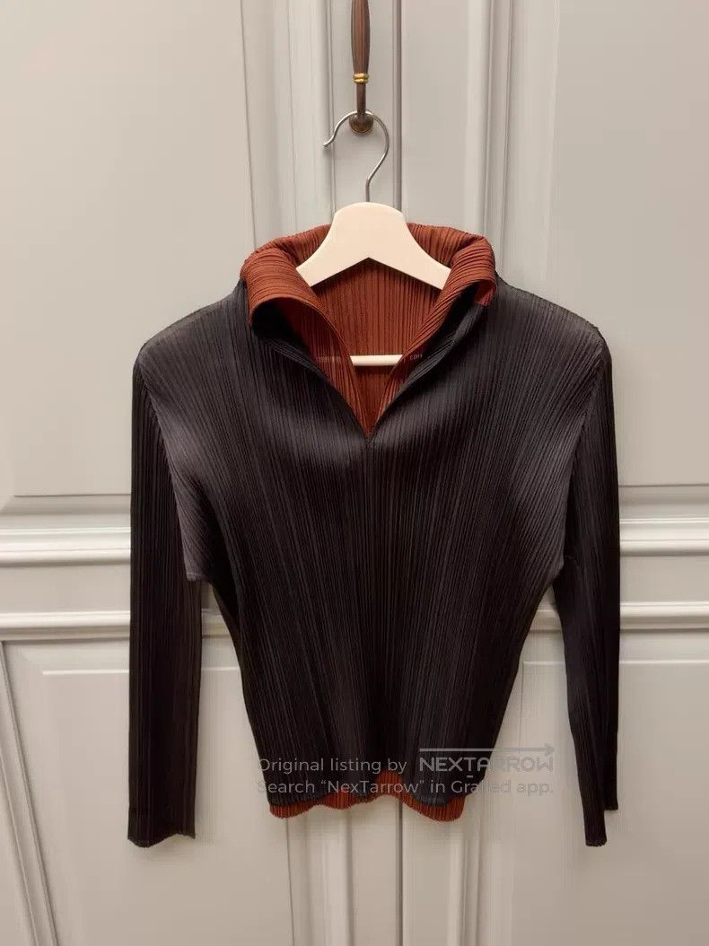 Issey Miyake Issey Miyake Double-layer color-block long-sleeve top Size L / US 10 / IT 46 - 1 Thumbnail