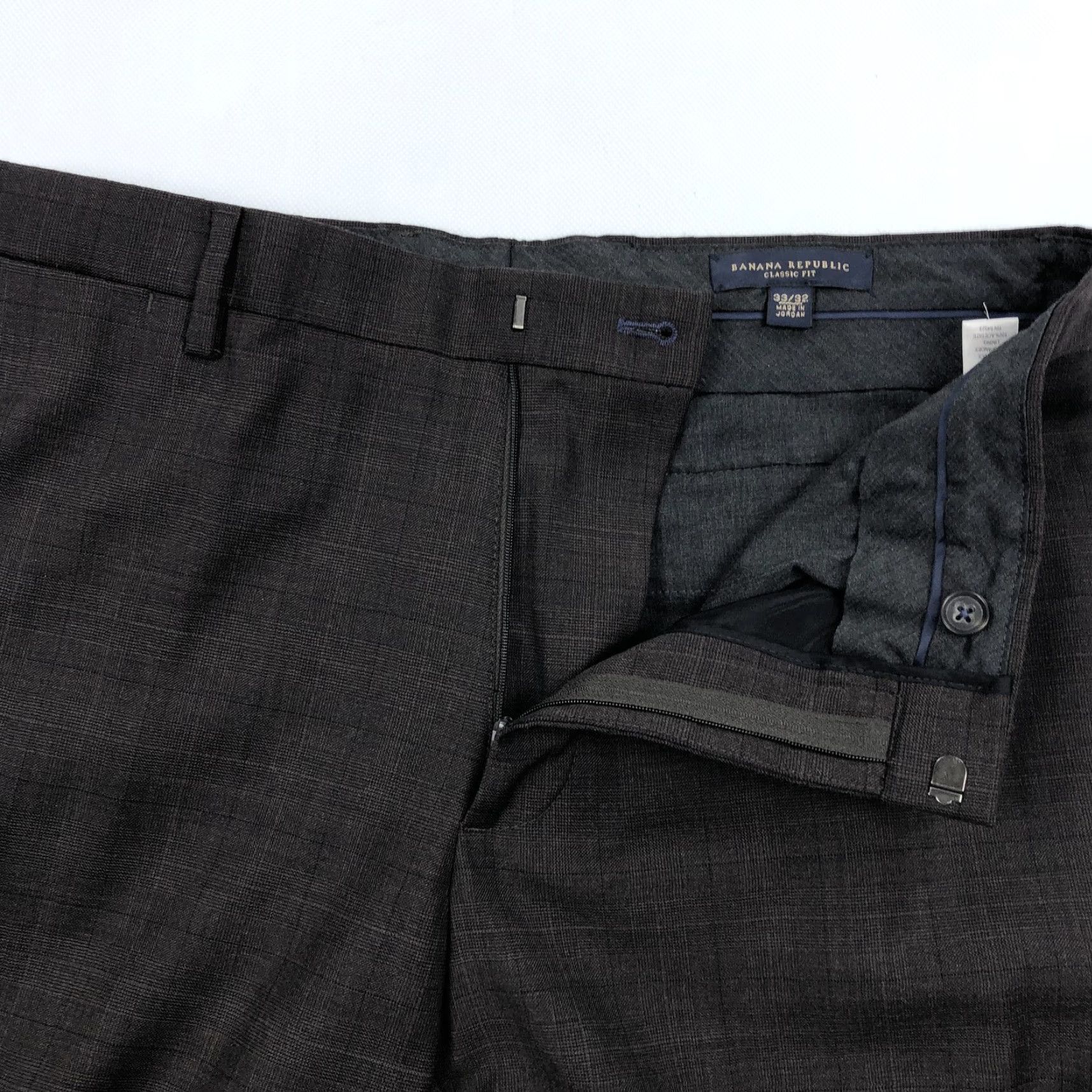 Banana Republic VINTAGE Banana Republic Classic Fit Pants Mens 33x32 Brown Wool Blend Plaid Check Dress Pants Size US 33 - 2 Thumbnail