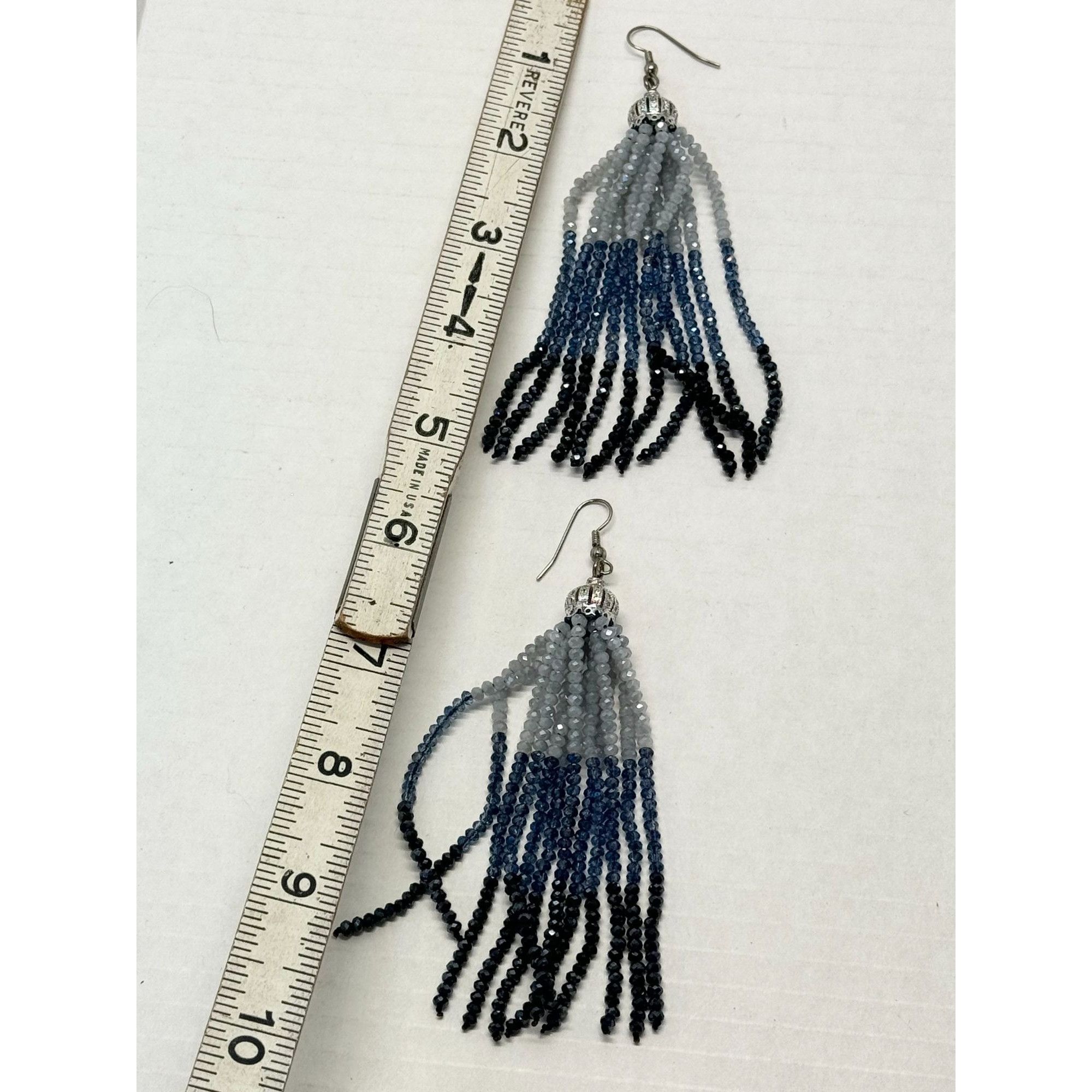 Vintage Vintage blue crystal beaded tassel earrings Size ONE SIZE - 5 Thumbnail