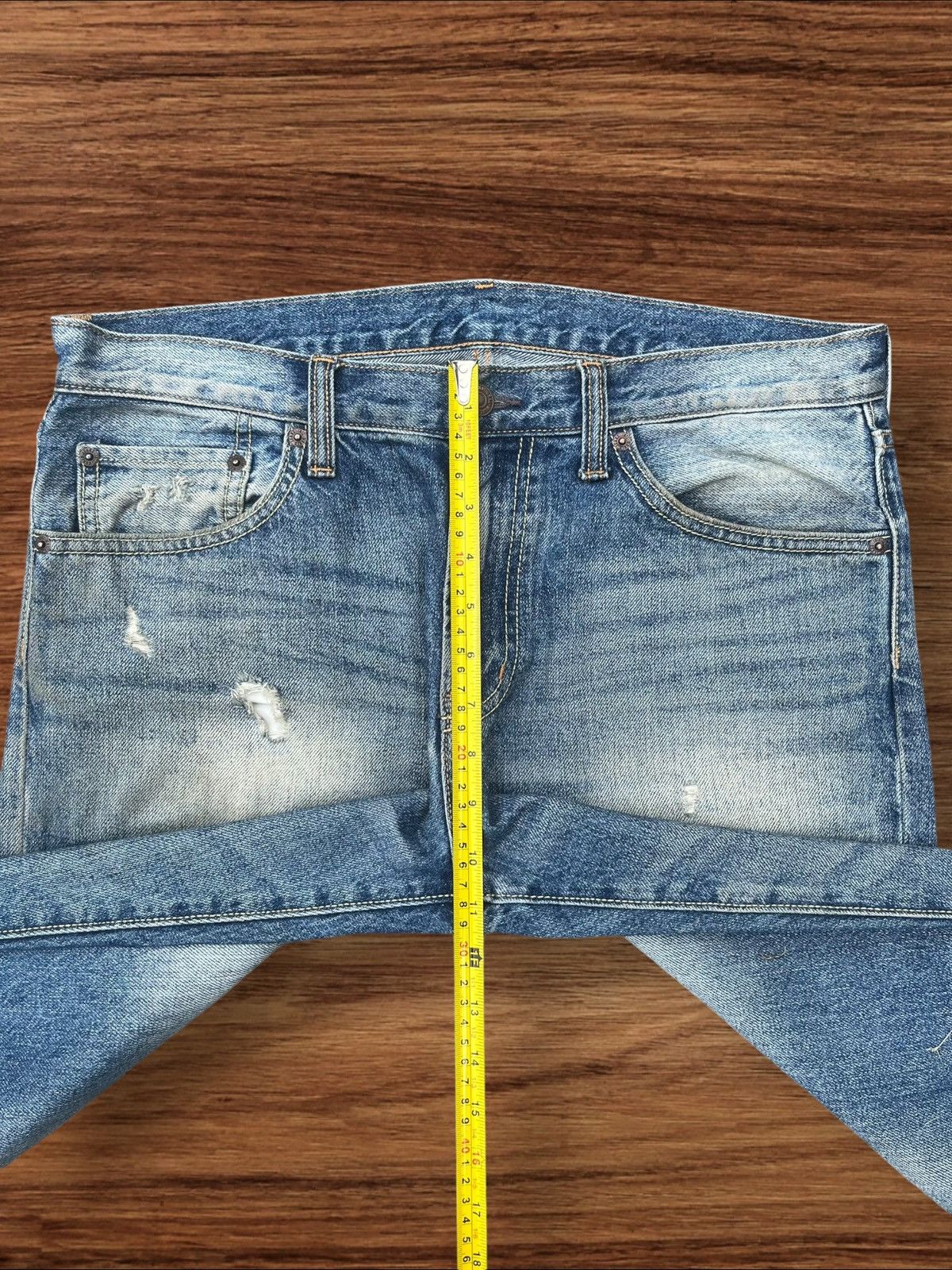 Japanese Brand Vintage Japanese Brand Blue Washed Distressed Straight Jeans Size US 33 - 11 Thumbnail