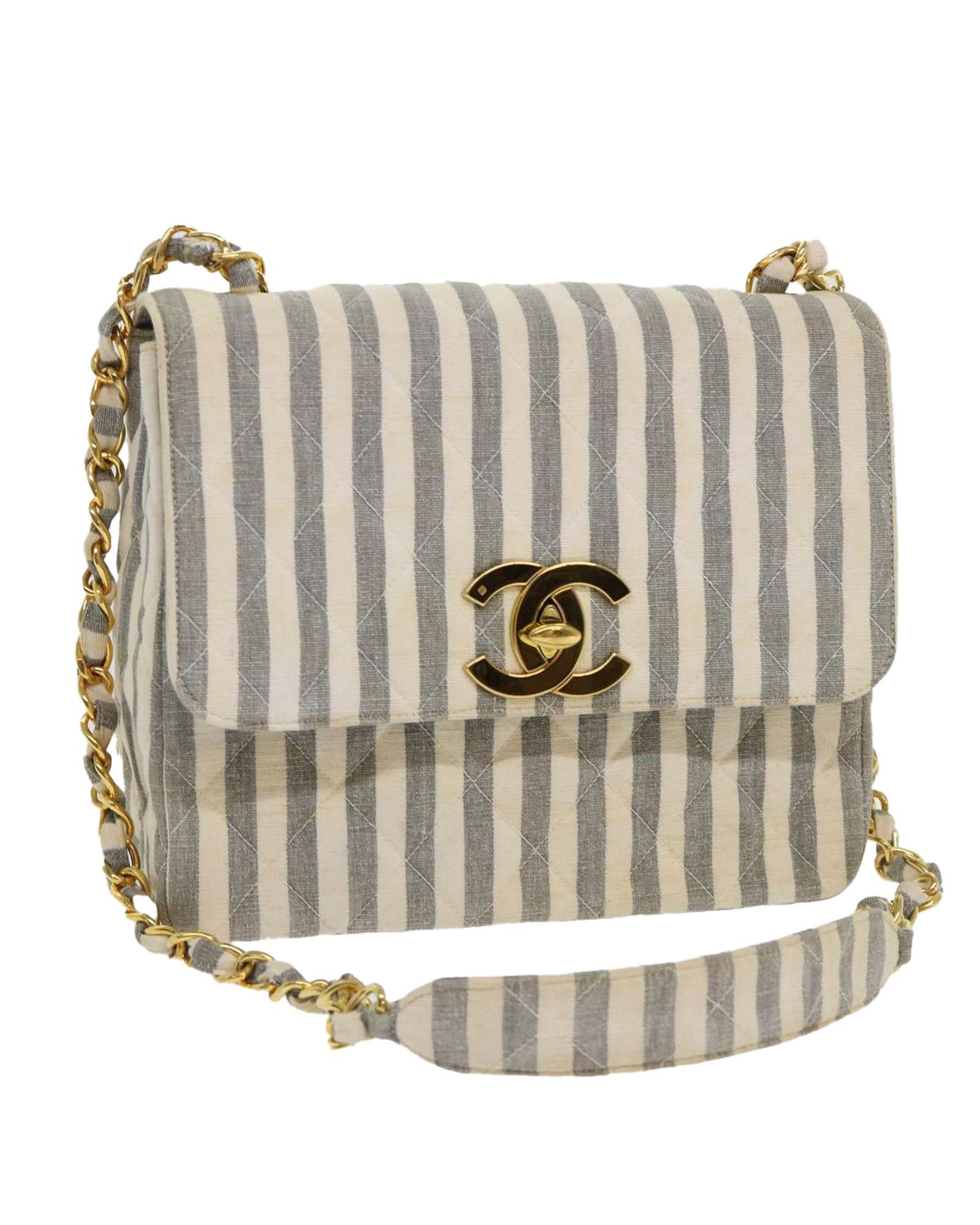 image of Chanel Blue And White Quilted Chain Shoulder Bag, Women's