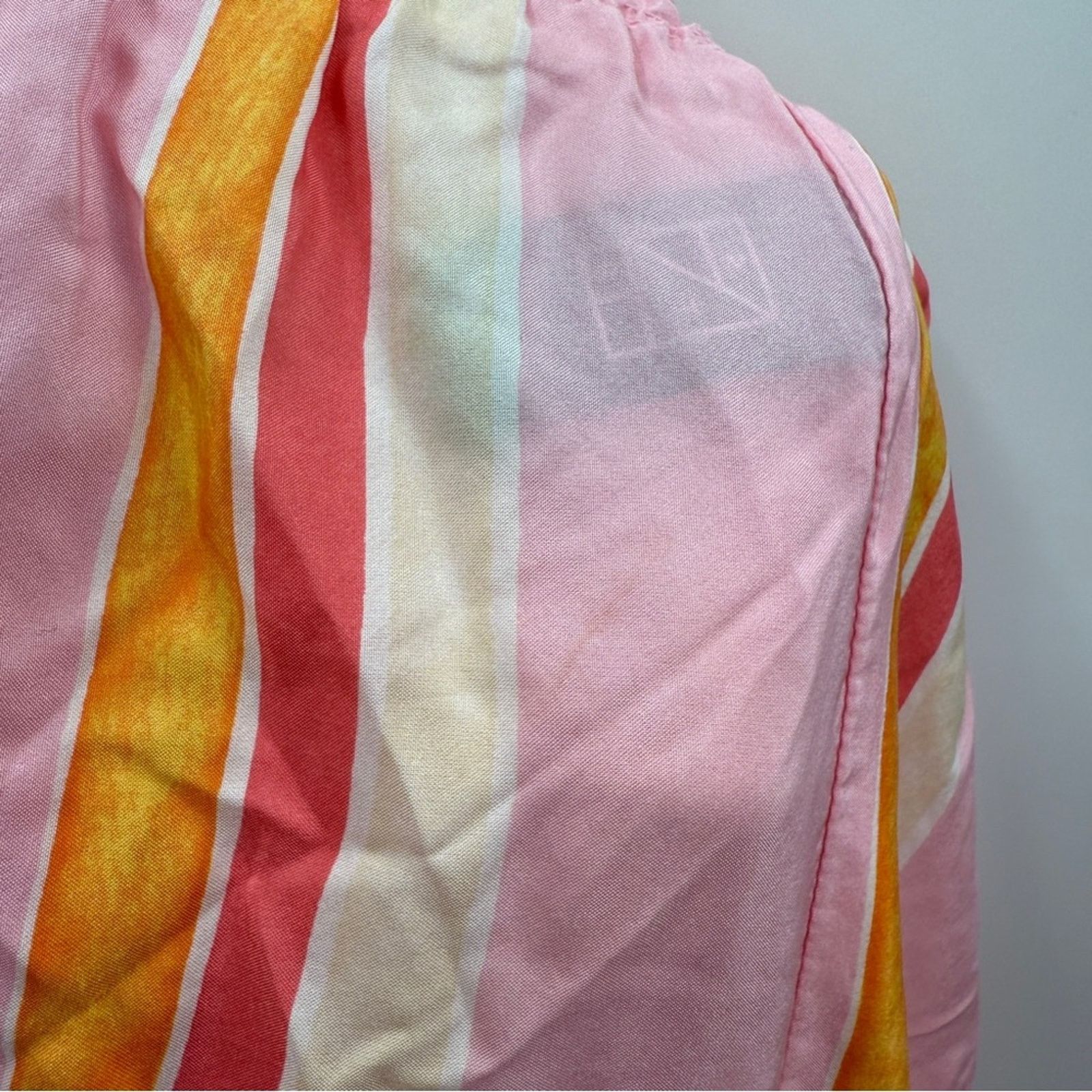 Club Monaco Club Monaco Amirra Silk Pink Multi Stripe Tiered Midi Dress Size M / US 6-8 / IT 42-44 - 9 Thumbnail