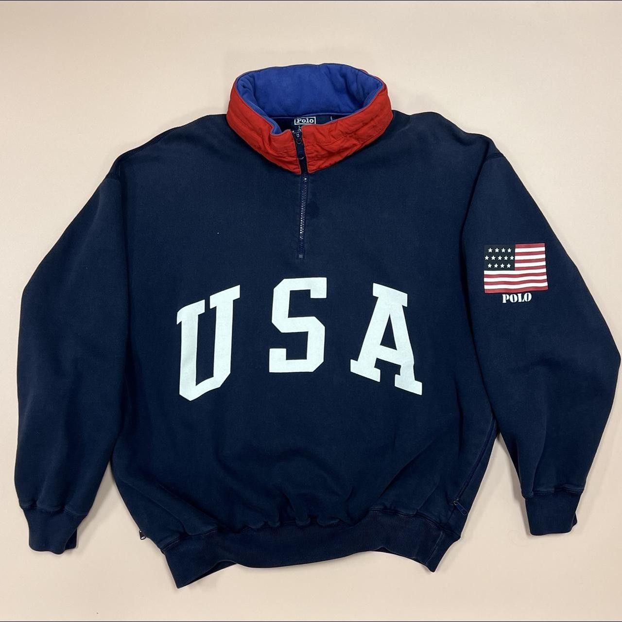 image of 90's Polo Ralph Laurent Usa Superman Sweatshirt in Blue, Men's (Size Medium)