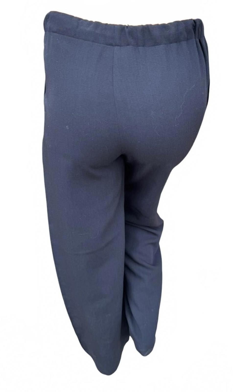 Designer ASPESI Blu Wool Wide Leg Trousers – Midnight Blue 38/M Size 32" / US 10 / IT 46 - 3 Thumbnail