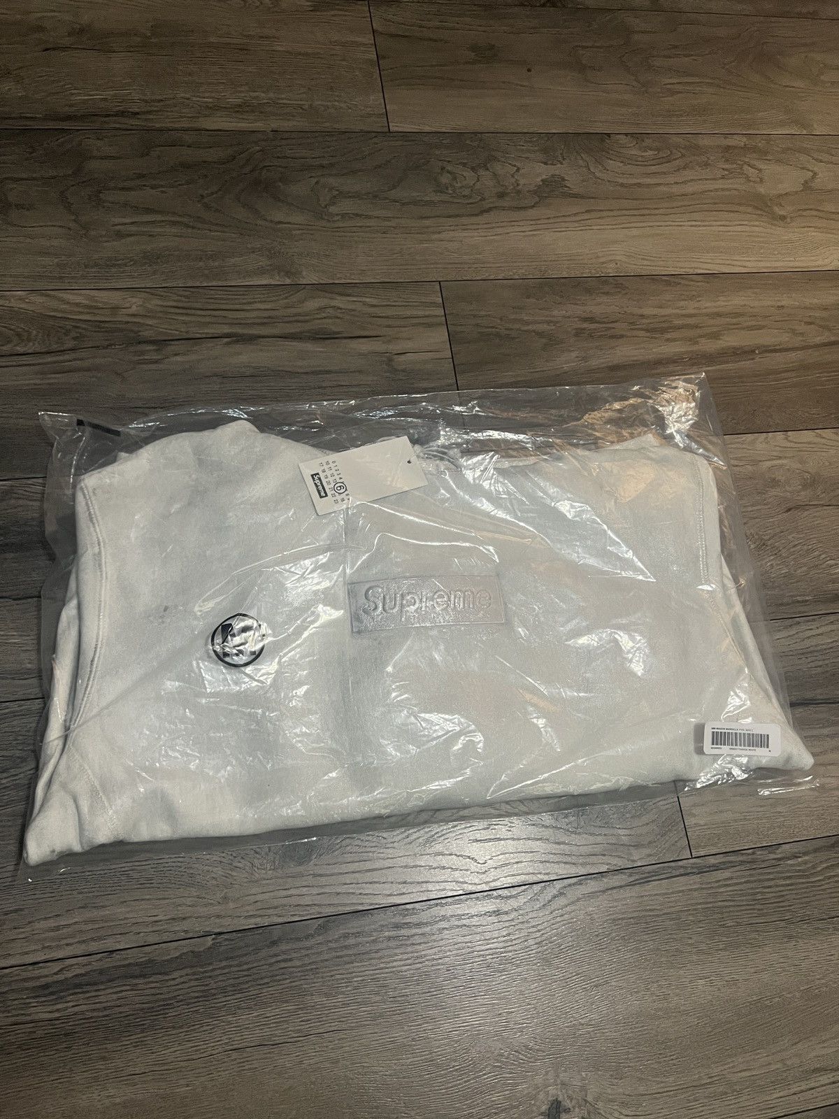 image of Maison Margiela x Supreme Mason Margiela Foil Box Logo White Hoodie, Men's (Size Medium)
