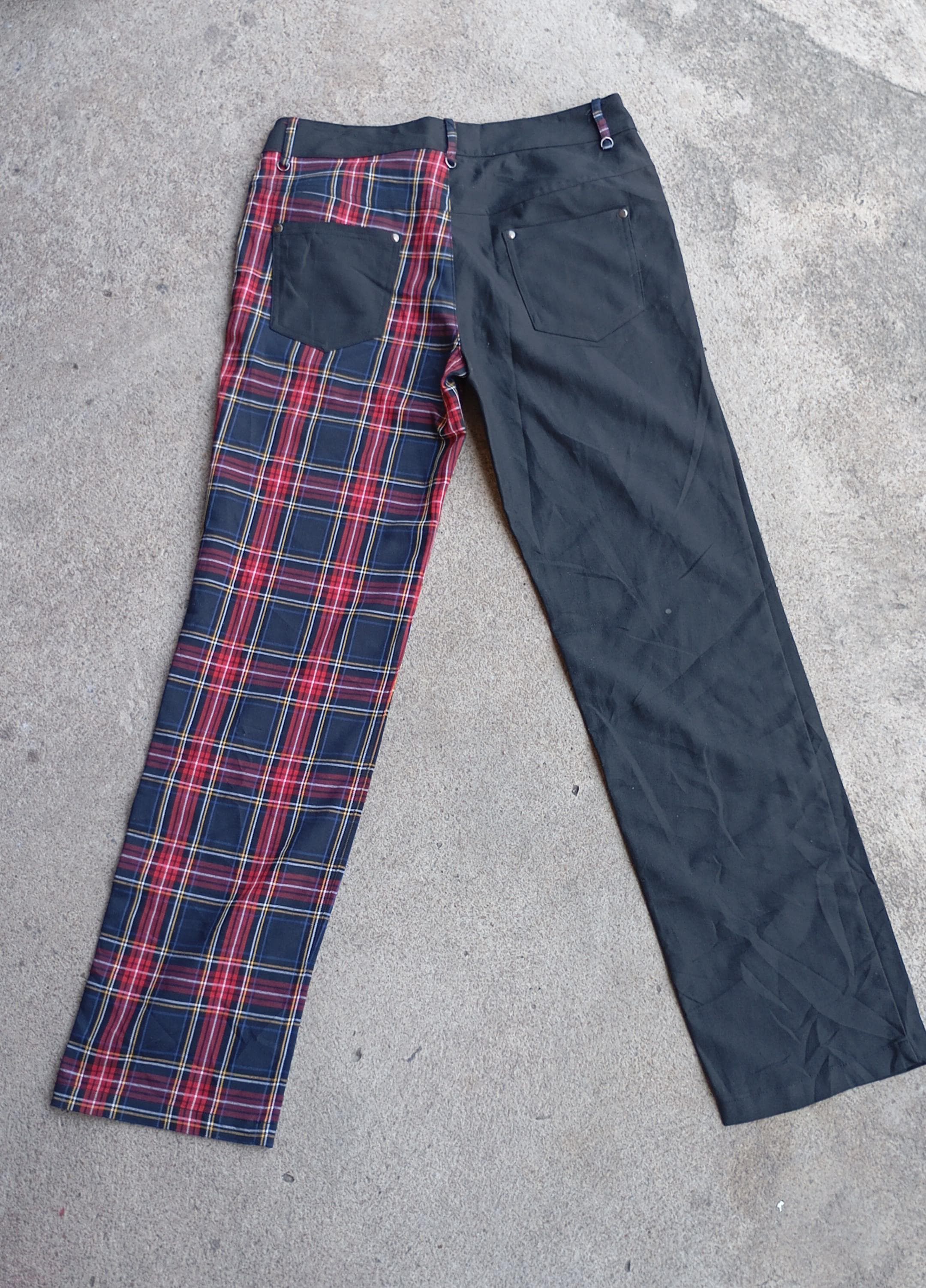 Japanese Brand Body line Combine checked pants nice design style punk Size 28" / US 6 / IT 42 - 2 Thumbnail