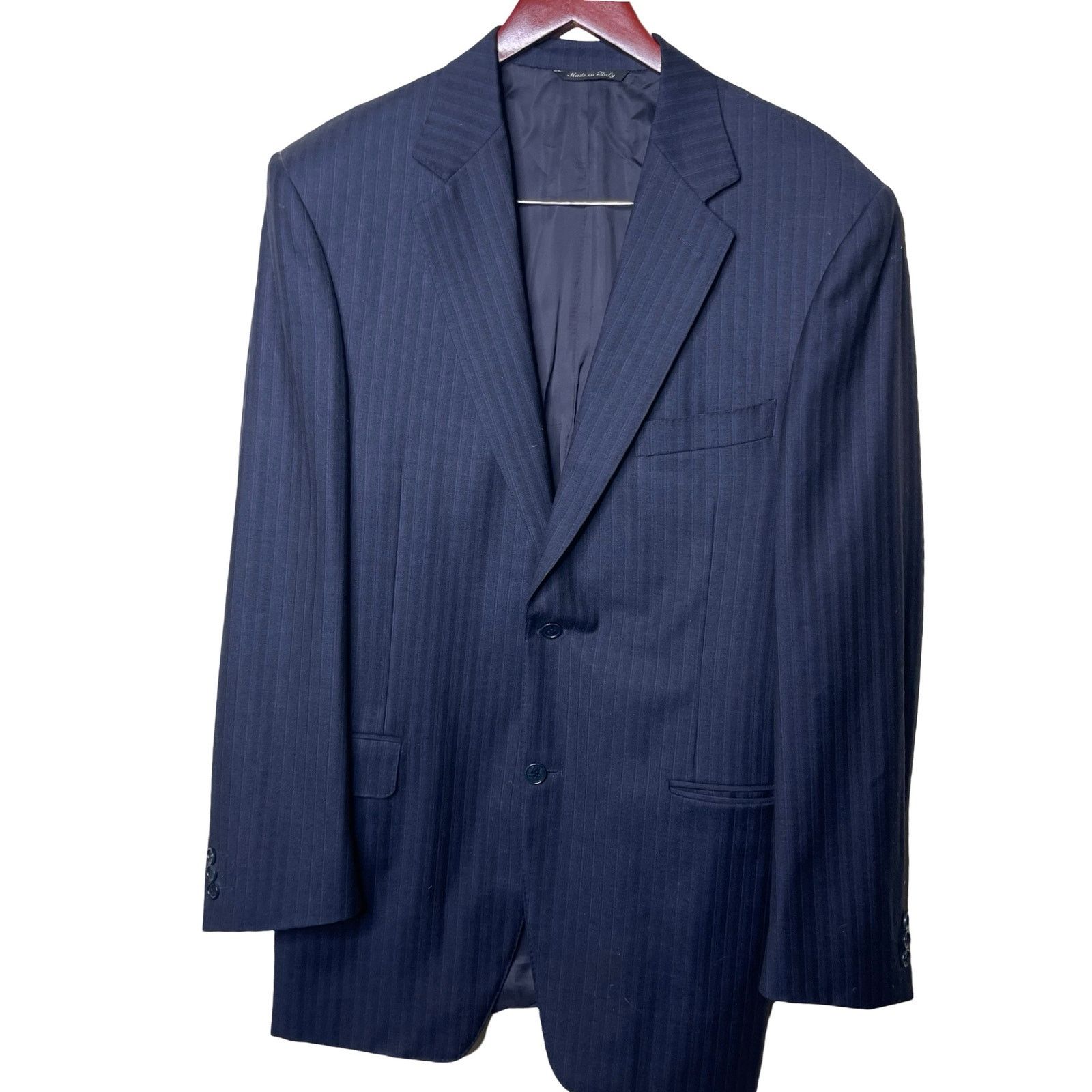 Canali Canali navy pinstripe 100% wool 2 button sport jacket blazer Size 42R - 1 Thumbnail