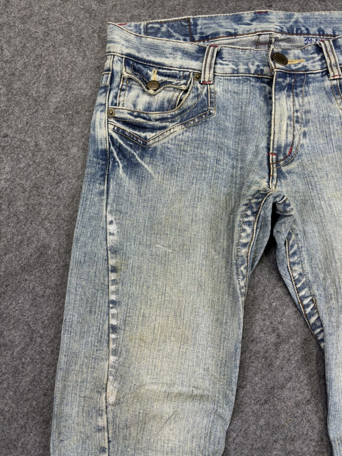 Japanese Brand 💥Twisted Flare Zipper💥Rattle Trap Japan Mudwash Denim K36 Size US 33 - 4 Thumbnail
