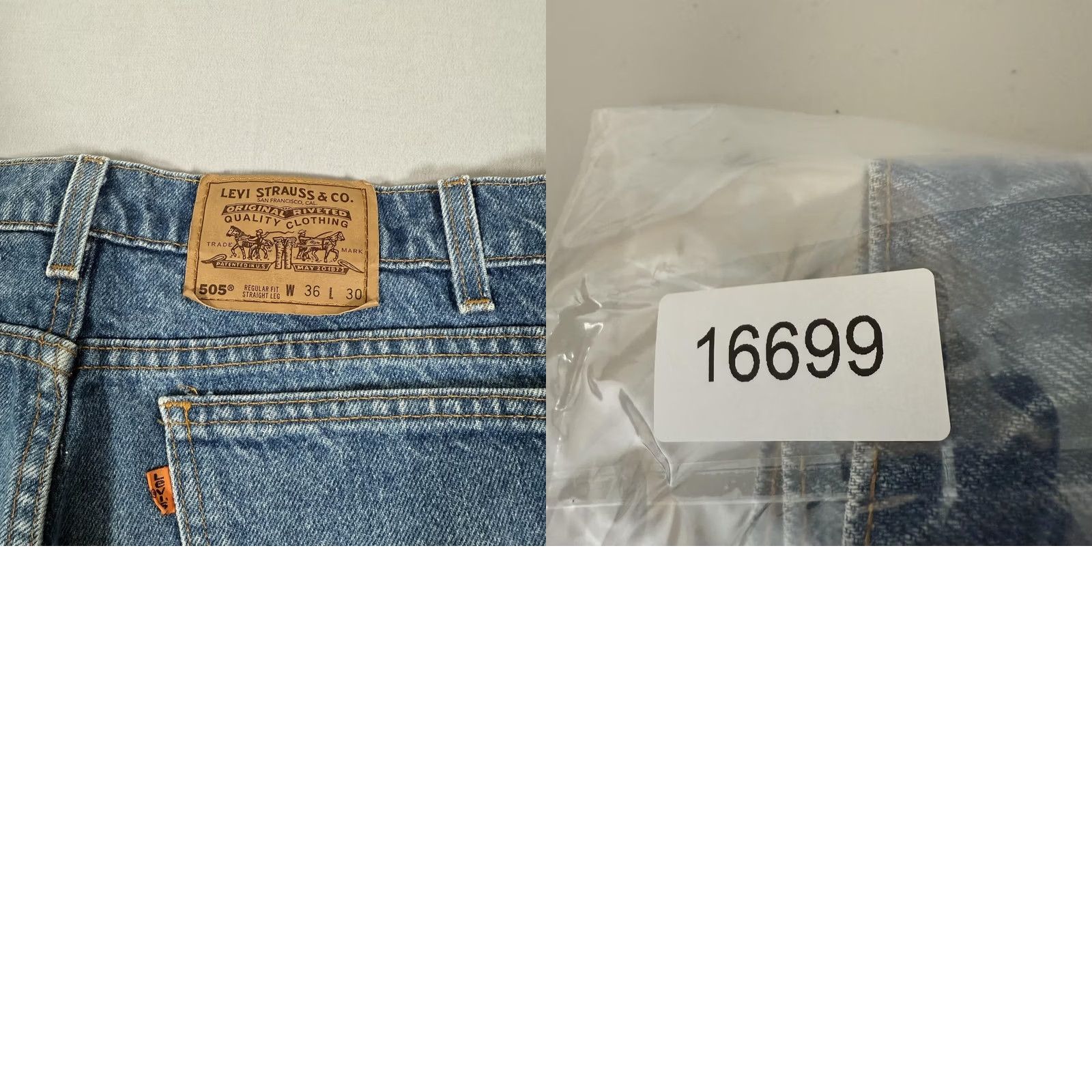 Levi's VINTAGE Levi's 505 Jeans Mens 36x30 Blue Straight Denim Pants 90s Regular Fit Cotton Denim Blue 5-Pocket Mens Size US 36 / EU 52 - 10 Thumbnail
