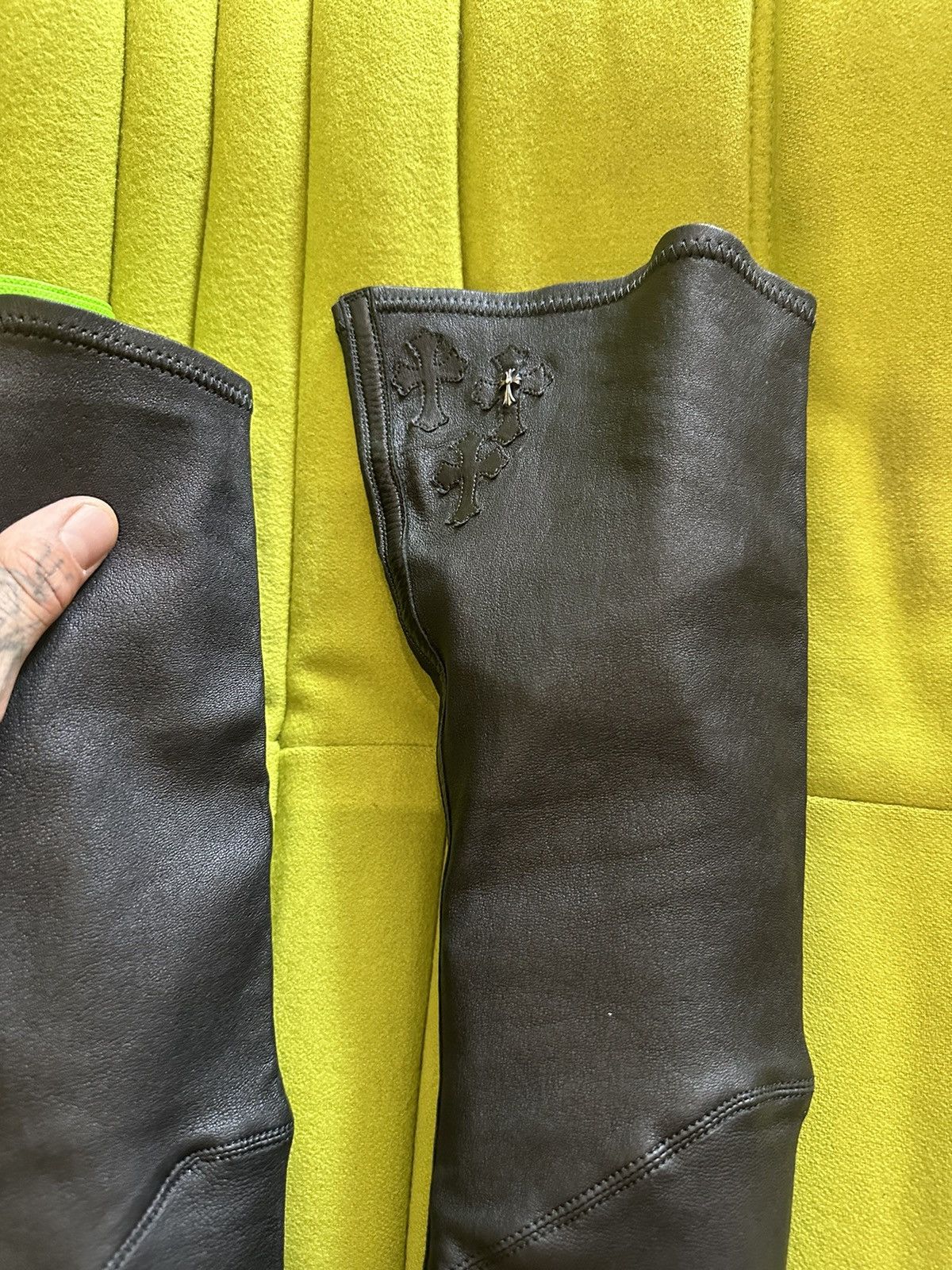 Chrome Hearts × Rick Owens Chrome Hearts x Rick Owens 1 OF 1 Leather Cross Sneakers Size US 9 / IT 39 - 5 Thumbnail