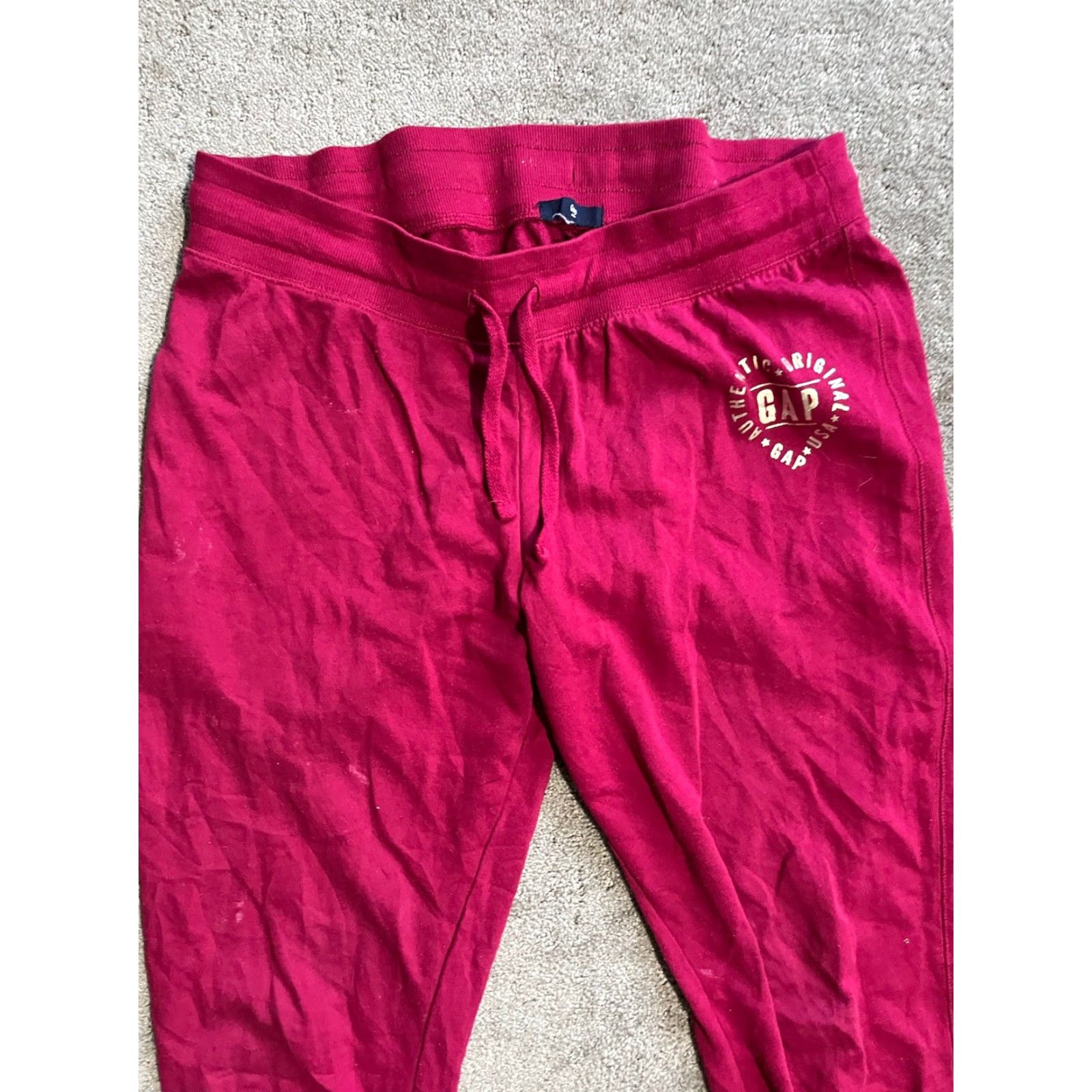 Gap Vintage Gap Women’s Tapered Jersey Pants M Red Activewear Lounge Joggers Size 32" / US 10 / IT 46 - 2 Thumbnail