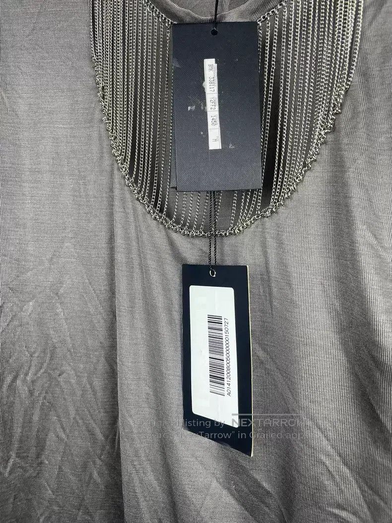 Saint Laurent Paris Saint Laurent Paris Gray Fringe Chain Silk Short Sleeve i Size US M / EU 48-50 / 2 - 4 Thumbnail