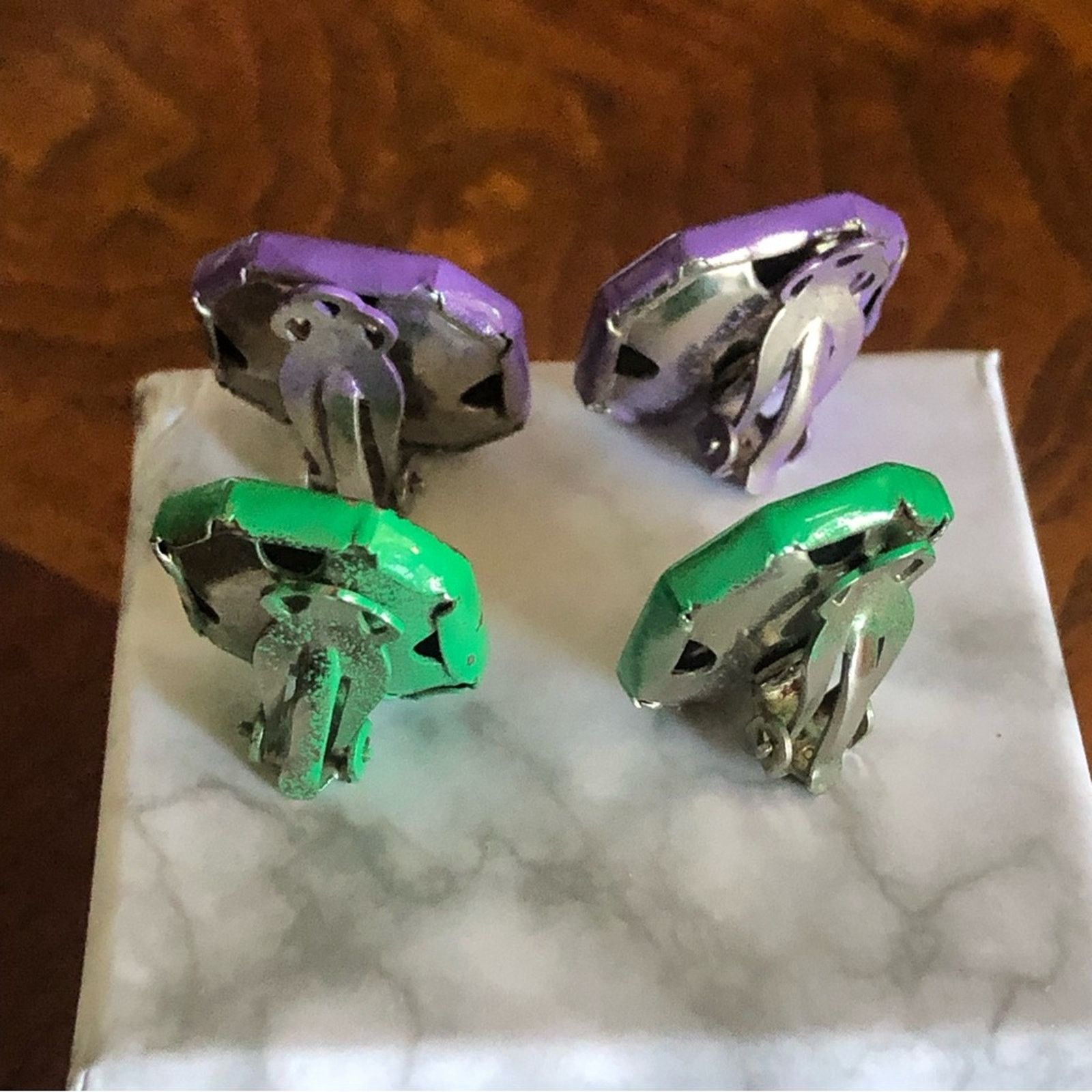 Vintage Vintage set of two pairs painted metal clip on earrings Size ONE SIZE - 3 Thumbnail