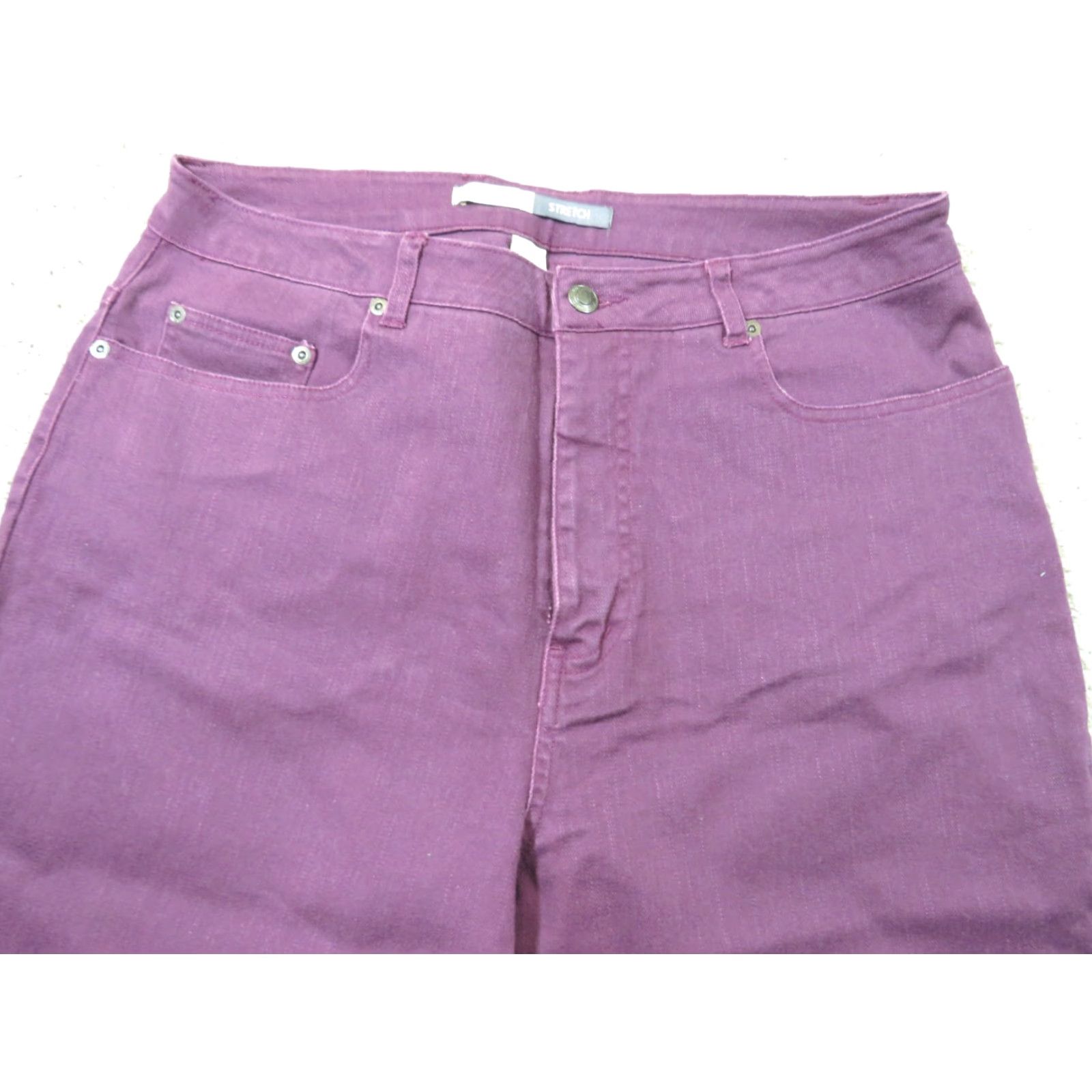 Vintage St. John's Bay Jeans Burgundy Maroon 16P 34x28.5 Denim Stretch 5-Pocket High Rise Straight Womens Size 38" / US 16 / IT 52 - 4 Thumbnail