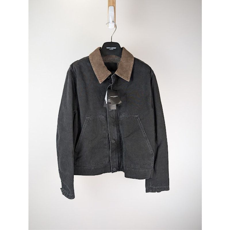Saint Laurent Paris o1rshd1 Corduroy-Trimmed Cotton Canvas Work Jacket in Black Size US M / EU 48-50 / 2 - 1 Thumbnail