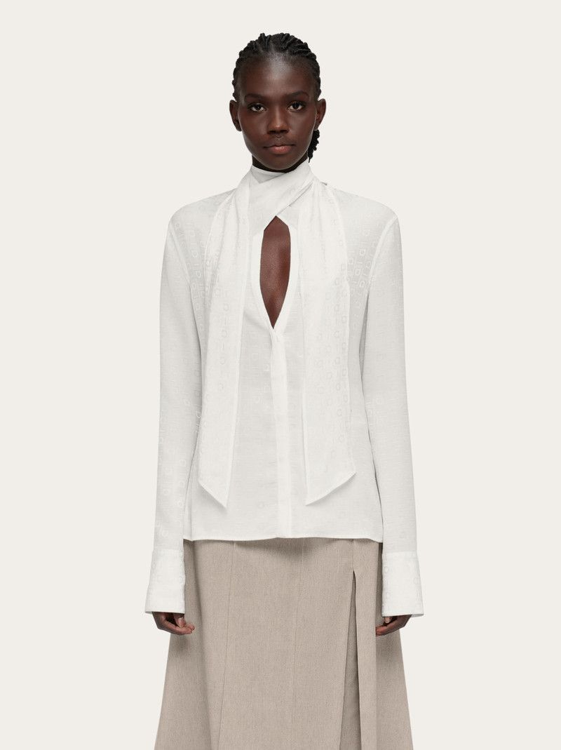 Salvatore Ferragamo o1s1rm0426 Sash Collar Shirt in White Size M / US 6-8 / IT 42-44 - 2 Thumbnail