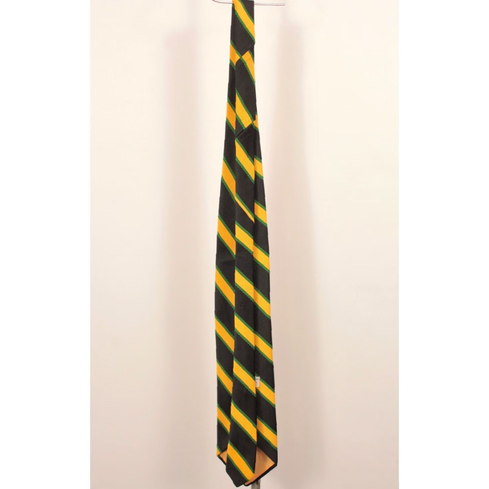 Vintage VINTAGE James Davis 70s Tie Neck Tie Men's NOS Black & Yellow Striped Pattern Wide 61" Nylon Geometric Mens Size ONE SIZE - 3 Thumbnail