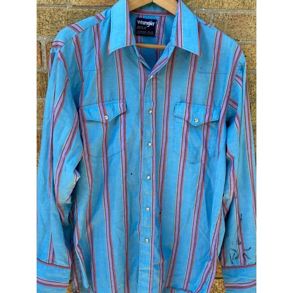 Wrangler Vintage Wrangler Pearl Snap Shirt Men Cowboy Cut Regular Fi Size US M / EU 48-50 / 2 - 4 Thumbnail