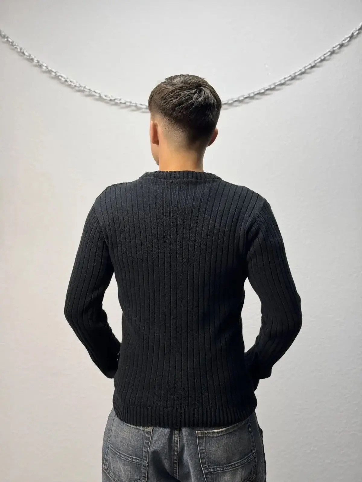Japanese Brand × Vintage Vintage Y2K Distressed Striped Sweater Faded knit Y2K Effect Size US M / EU 48-50 / 2 - 5 Thumbnail