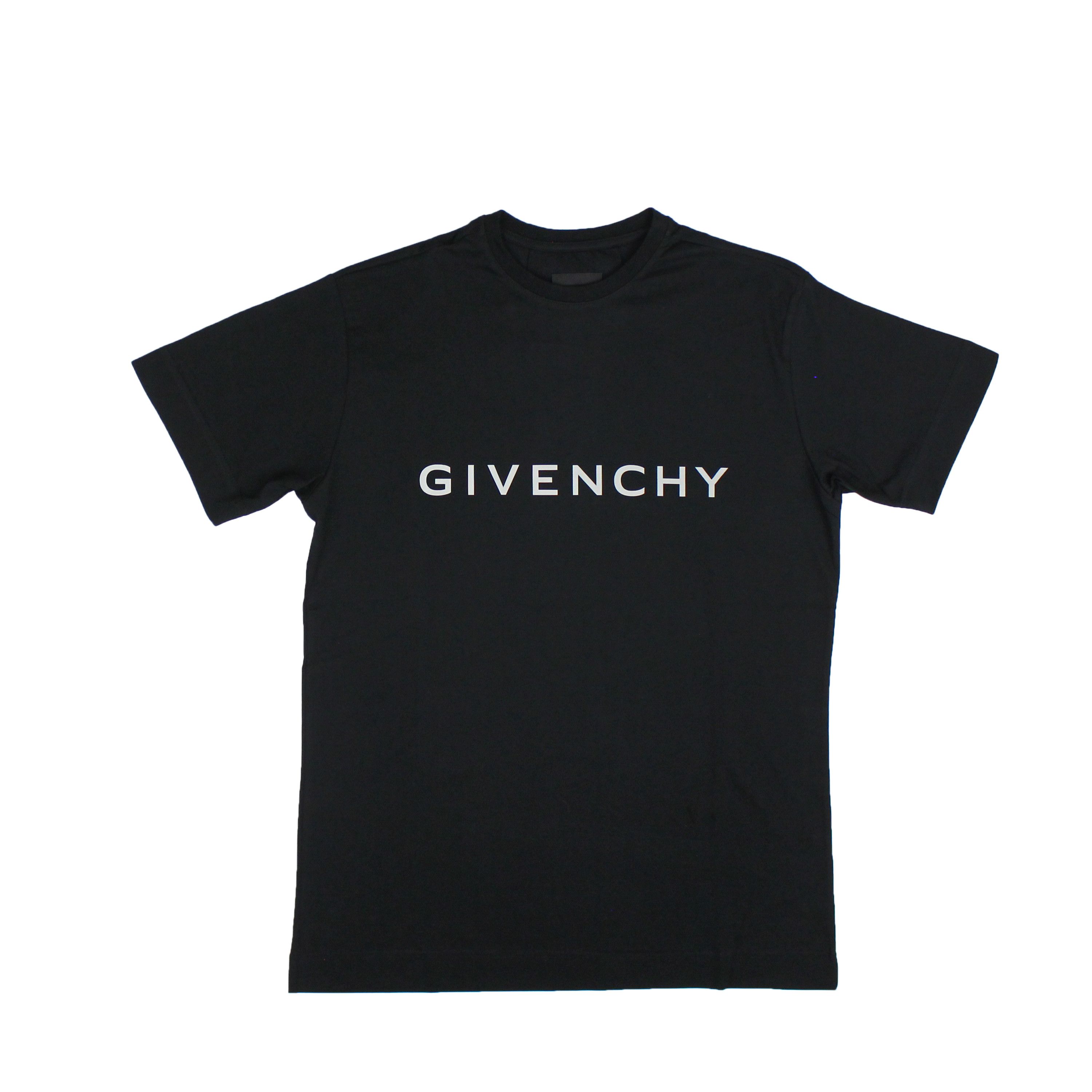 image of Givenchy Classic Slim Fit Black Logo Print T-Shirt Size Xxl, Men's