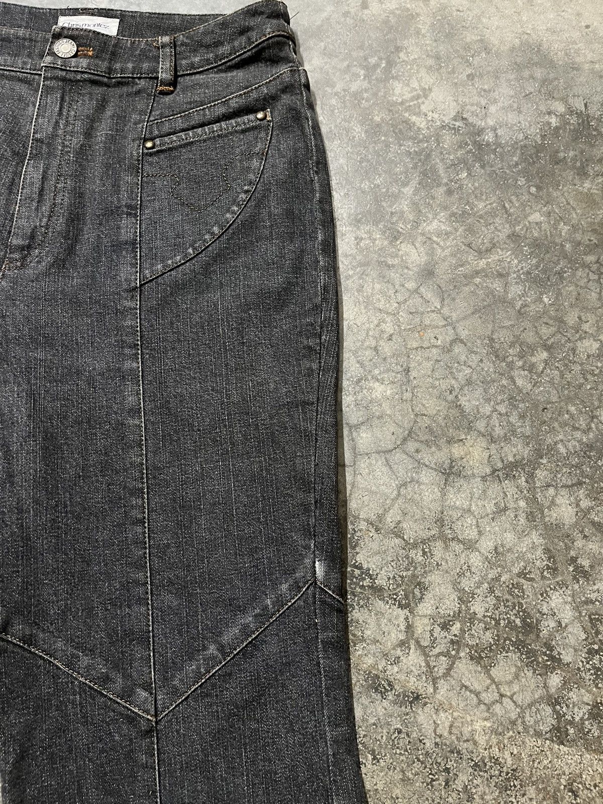 If Six Was Nine Rare black faded Flare Jeans Chris montez distressed leg Size US 27 - 13 Thumbnail