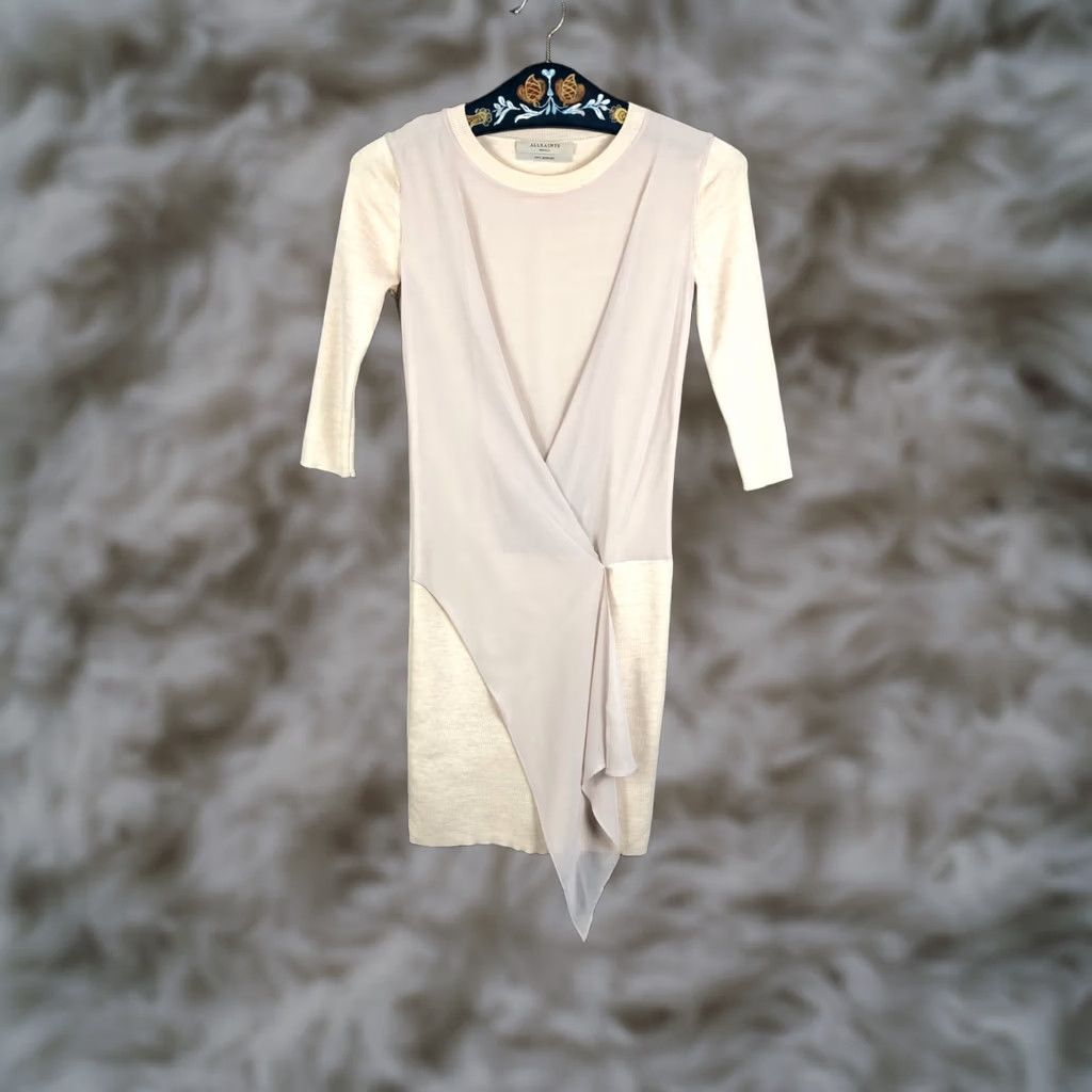 Allsaints New title: AllSaints Womens Asymmetric Layered Dress Size S Ivory Merino Wool 3/4 Sleeve Size S / US 4 / IT 40 - 1 Thumbnail