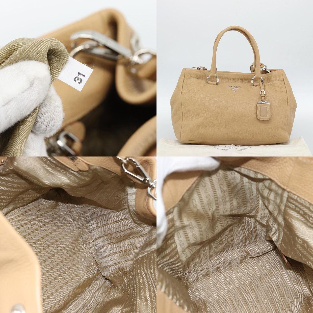 Prada Prada Vitello Handbag Beige Size ONE SIZE - 14 Thumbnail