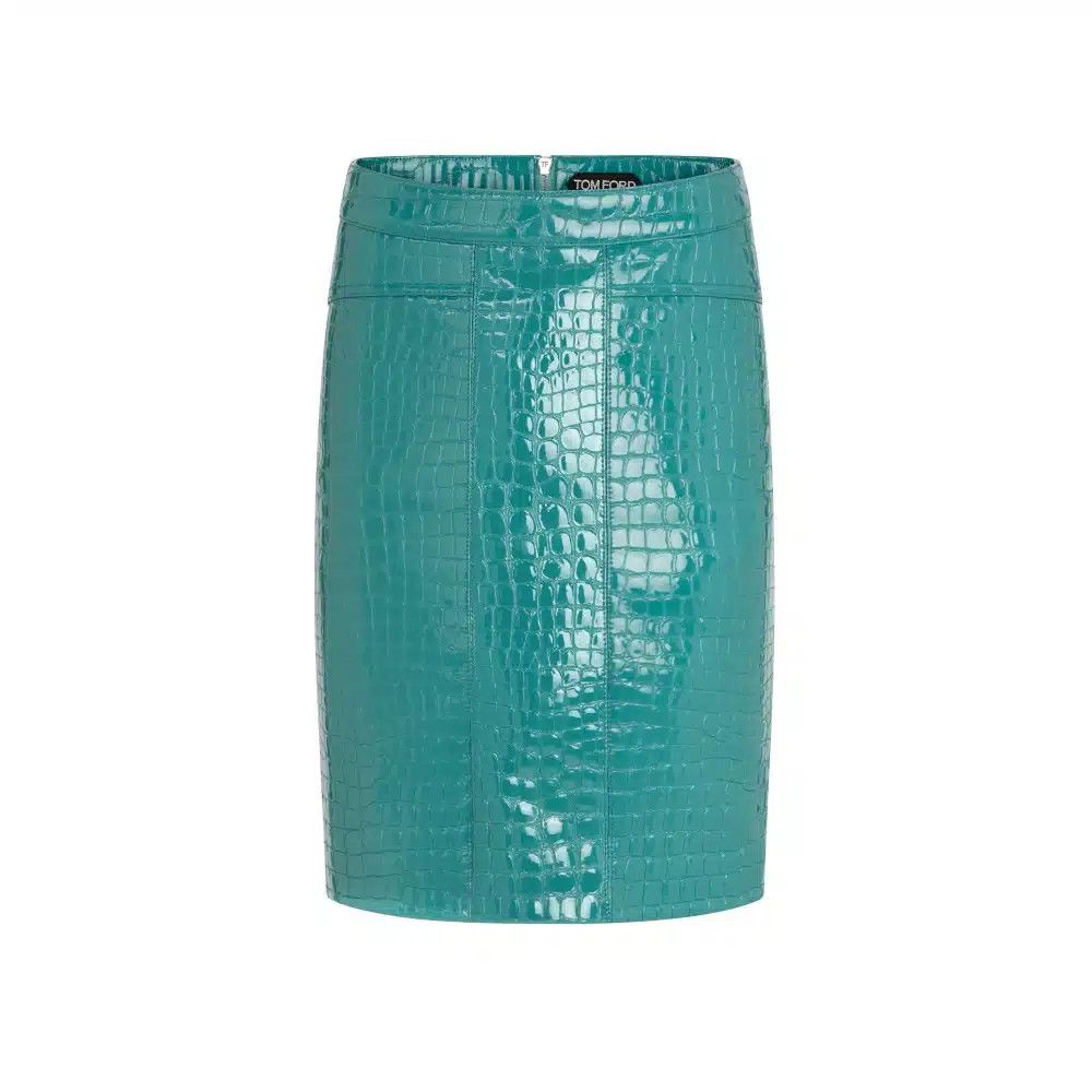 Tom Ford o1loc1c0425 GCL879 Goat Leather Skirt in Light Blue Size 27" / US 4 / IT 40 - 1 Thumbnail
