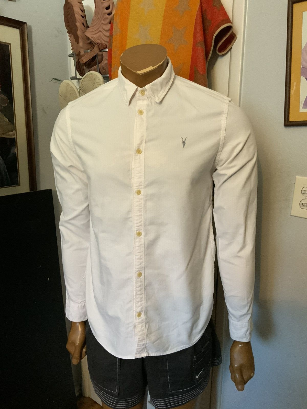 Allsaints AllSaints Ram Skull Pink/White Striped Kilda Button Shirt Size US S / EU 44-46 / 1 - 11 Thumbnail