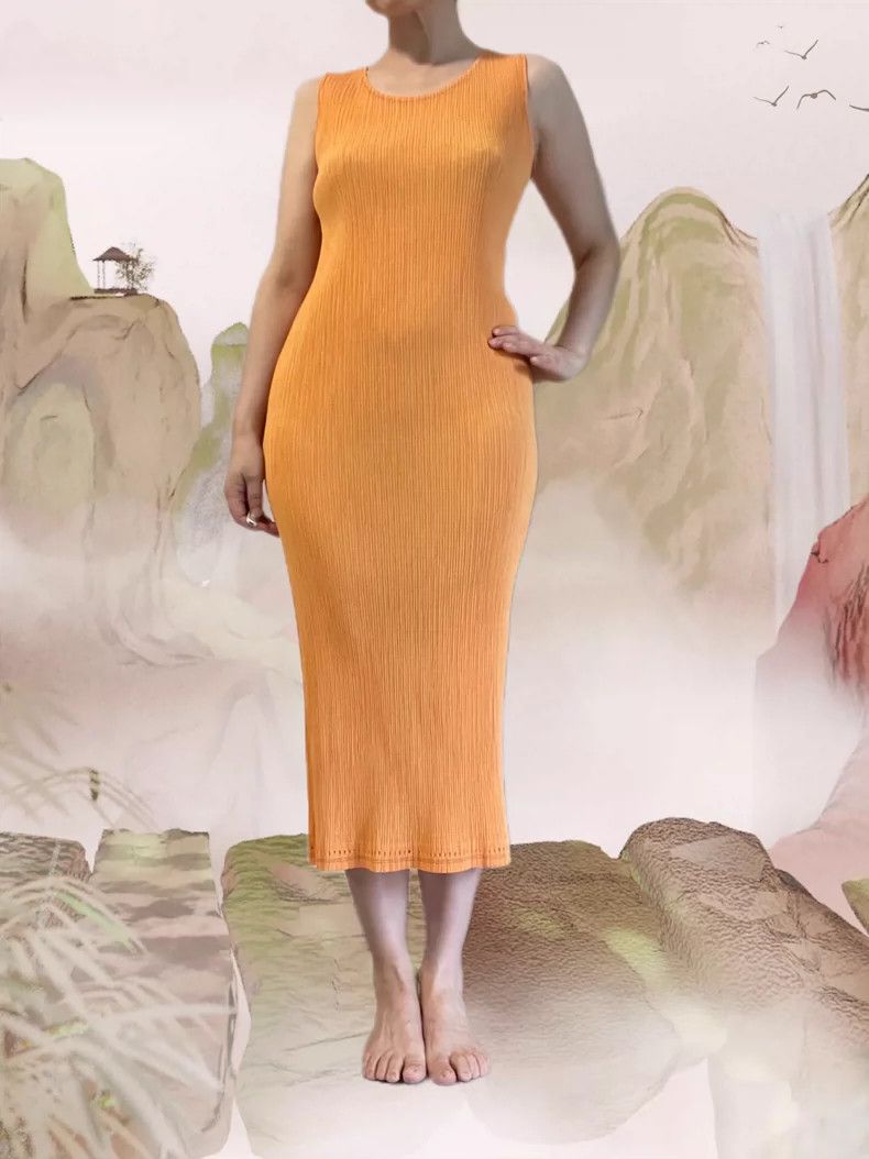 Issey Miyake Issey Miyake Orange main line toothpick pencil dress Size S / US 4 / IT 40 - 1 Thumbnail