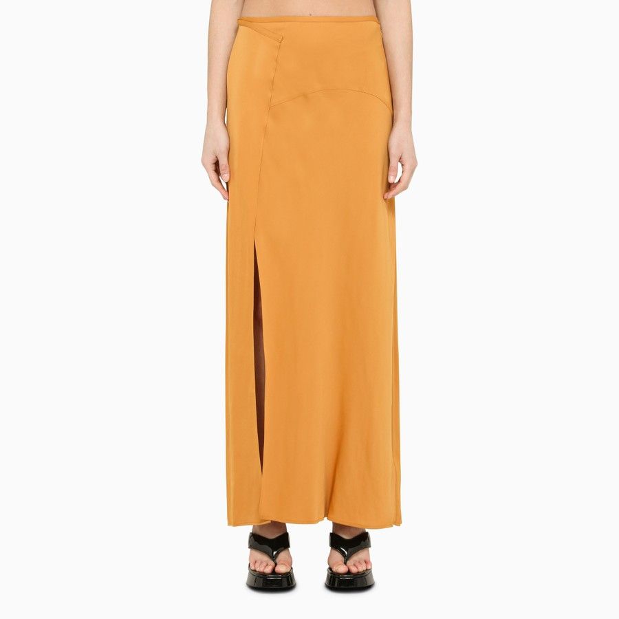 Calvin Klein o1d2blof0824 Satin Midi Skirt in Orange Size 27" / US 4 / IT 40 - 1 Thumbnail