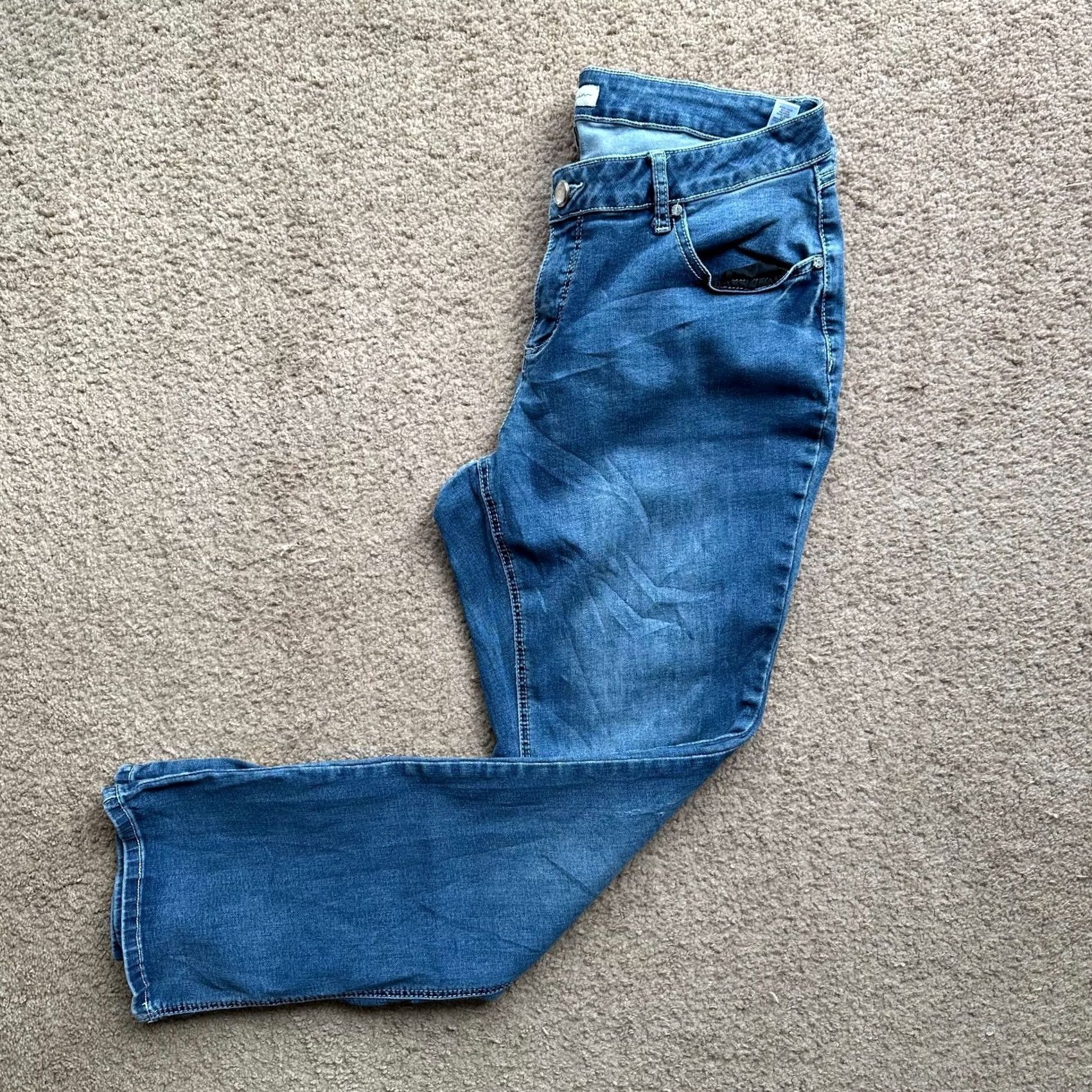 Vintage 1822 Denim Jeans Womens 16W Mid Rise Flared Blue Medium Wash Jeans Size 38" / US 16 / IT 52 - 3 Thumbnail