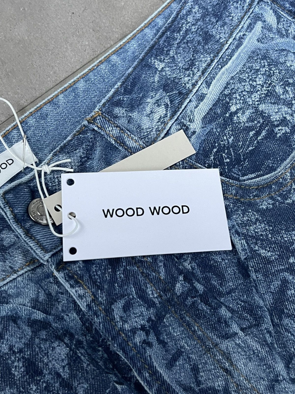 Wood Wood !DS! SS24 Wood Wood Paulo Loose Leg Floral Wash Denim Pants Size US 32 / EU 48 - 23 Thumbnail