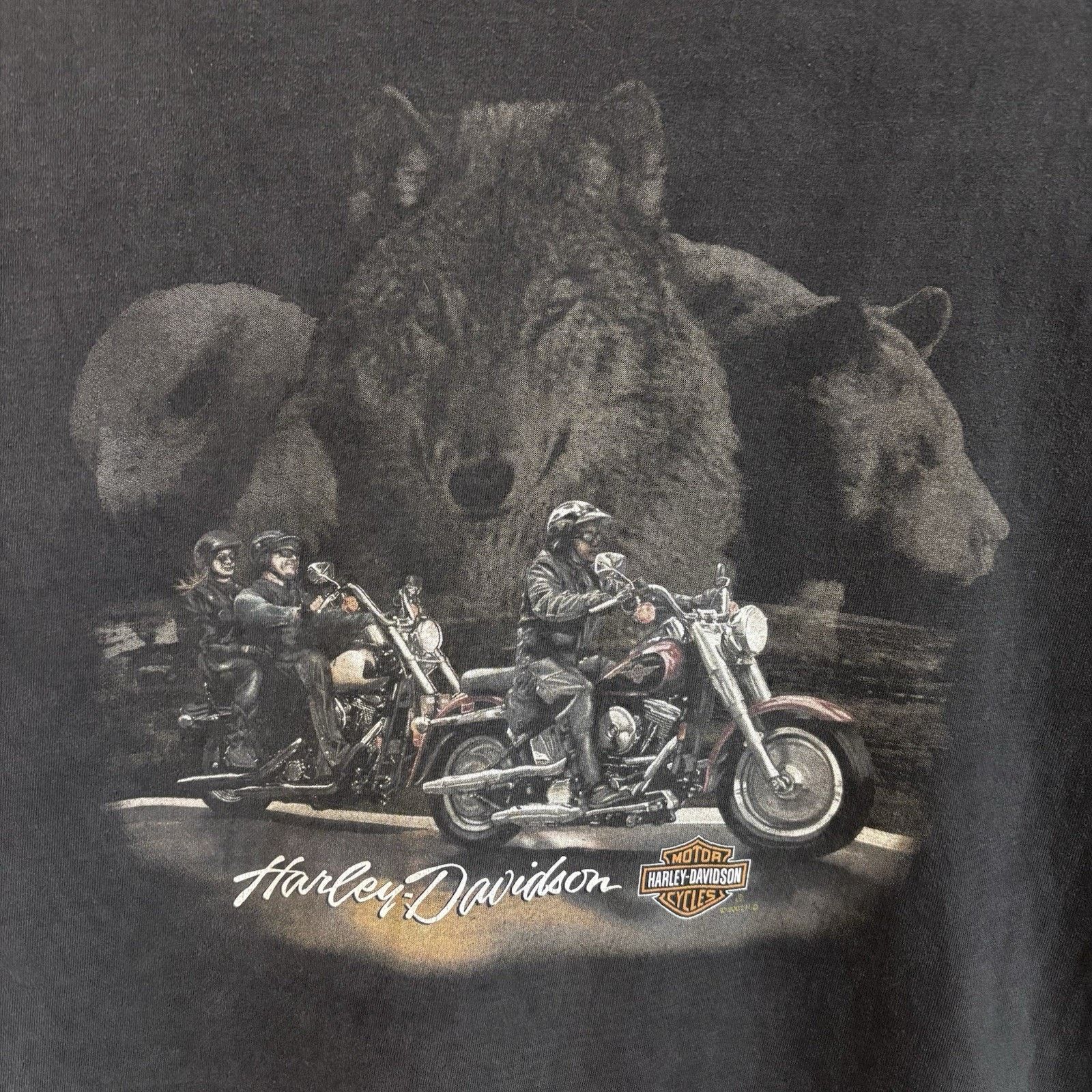 Harley Davidson × Vintage Vintage Y2K Harley Davidson Wolf Pack T Shirt Large Cut Tag Size US L / EU 52-54 / 3 - 2 Thumbnail