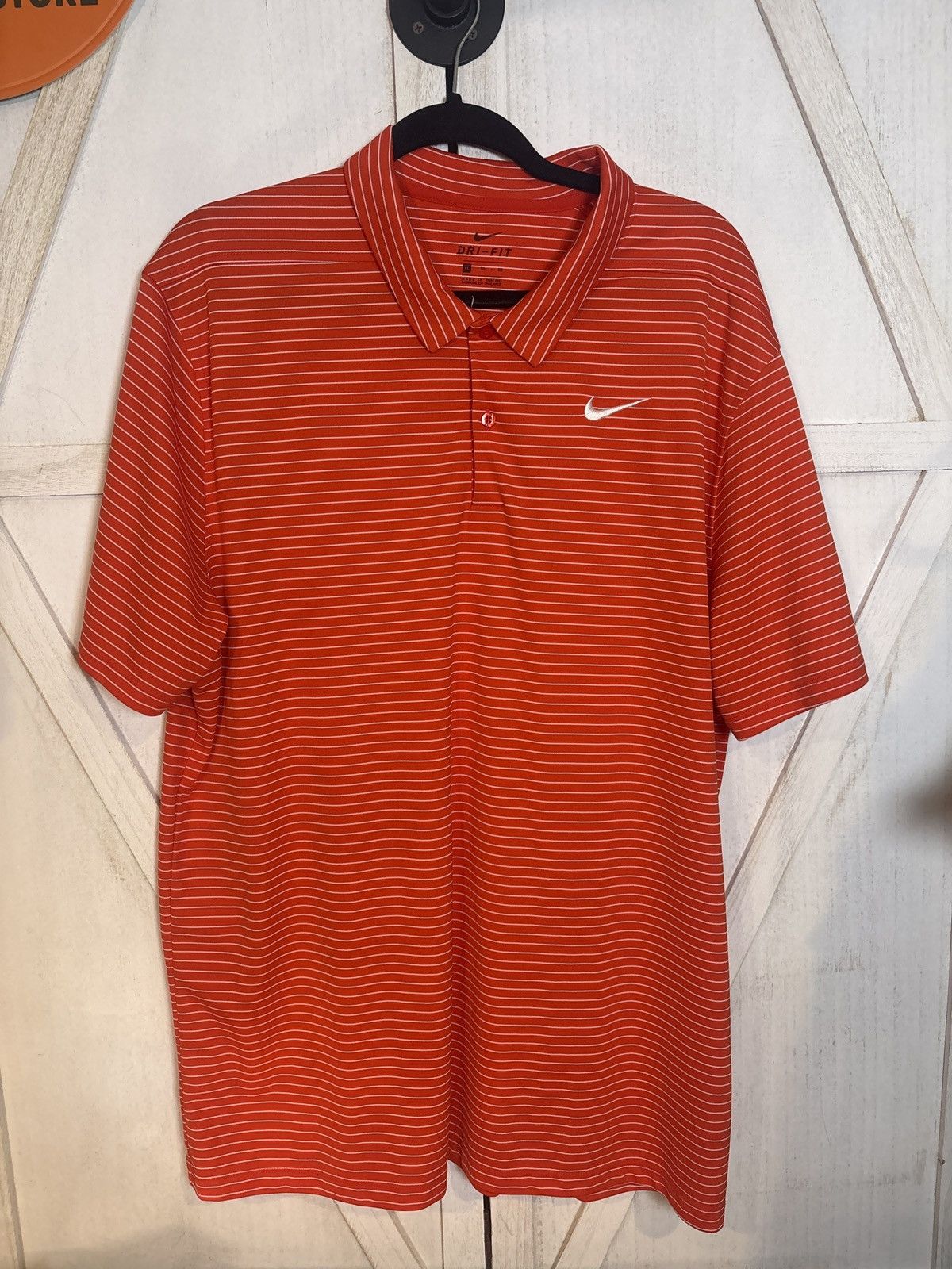 Nike Nike Dri-FIT Striped Polo Shirt – Orange/White – XL Size US XL / EU 56 / 4 - 1 Thumbnail