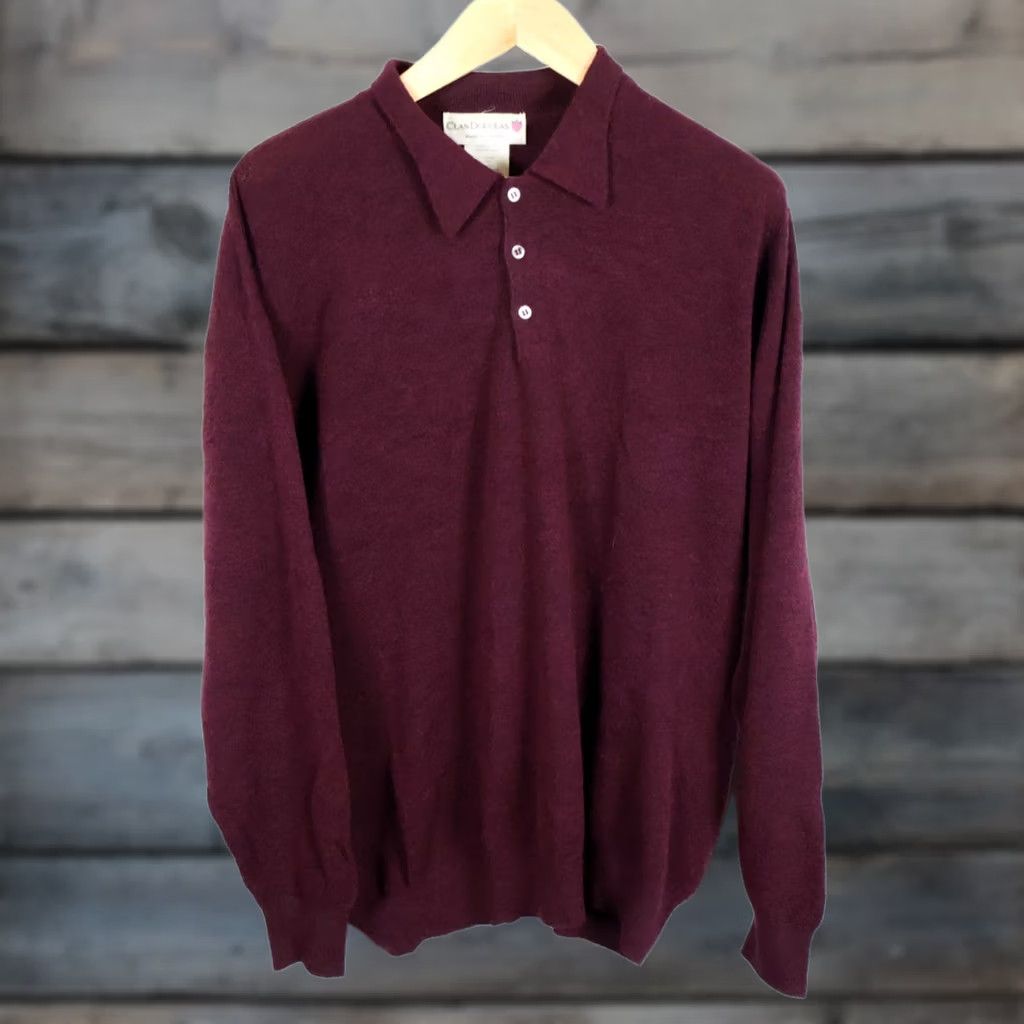 Vintage VINTAGE Clan Douglas Wool Blend Sweater Men 2XL Dark Red Scotland Textured Knit Pullover Size US XXL / EU 58 / 5 - 1 Thumbnail